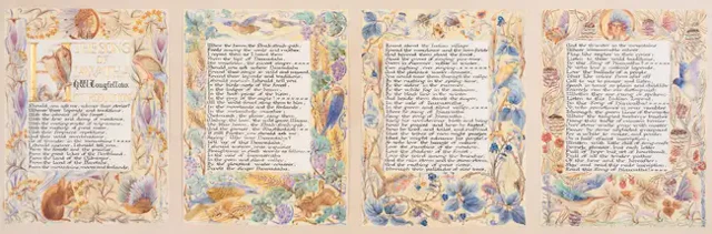 Four leaves with parts of Henry Wadsworth Longfellow’s 1855 epic poem