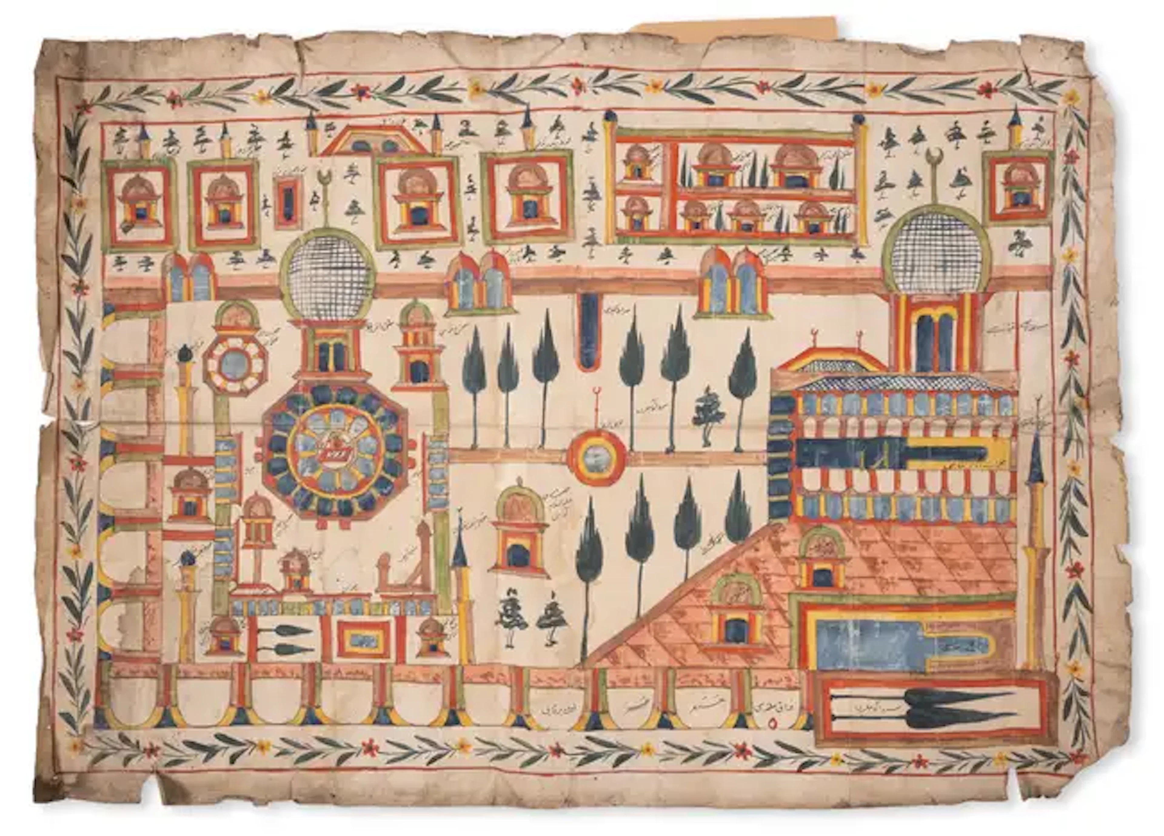 Jerusalem.- [Islamic map of the Al-Aqsa Mosque compound depicting