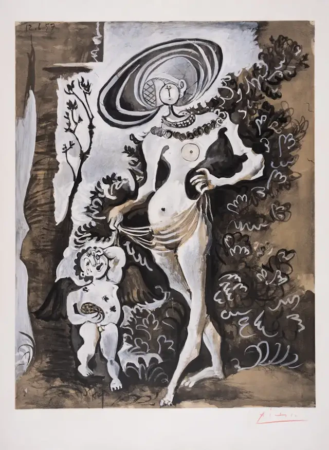 Pablo Picasso (1881-1973) after. Venus et l'amour voleur de miel (d'après