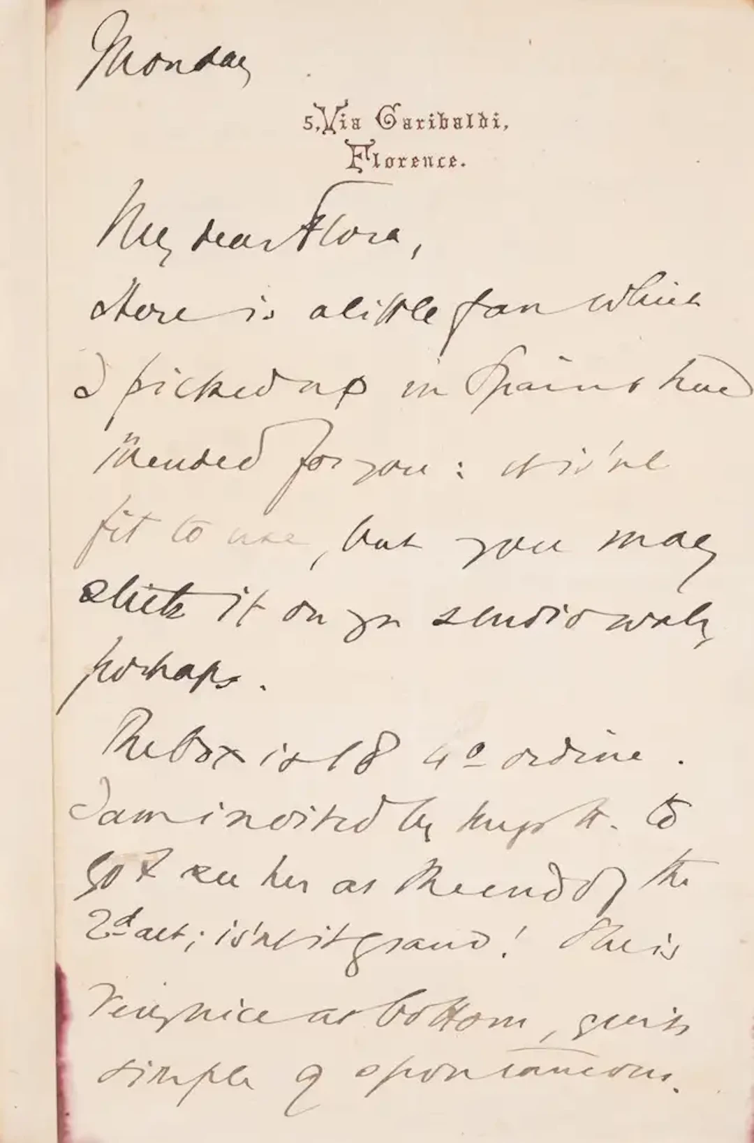 Paget (Violet) "Violet Lee." Autograph Letter to Flora [Priestley]