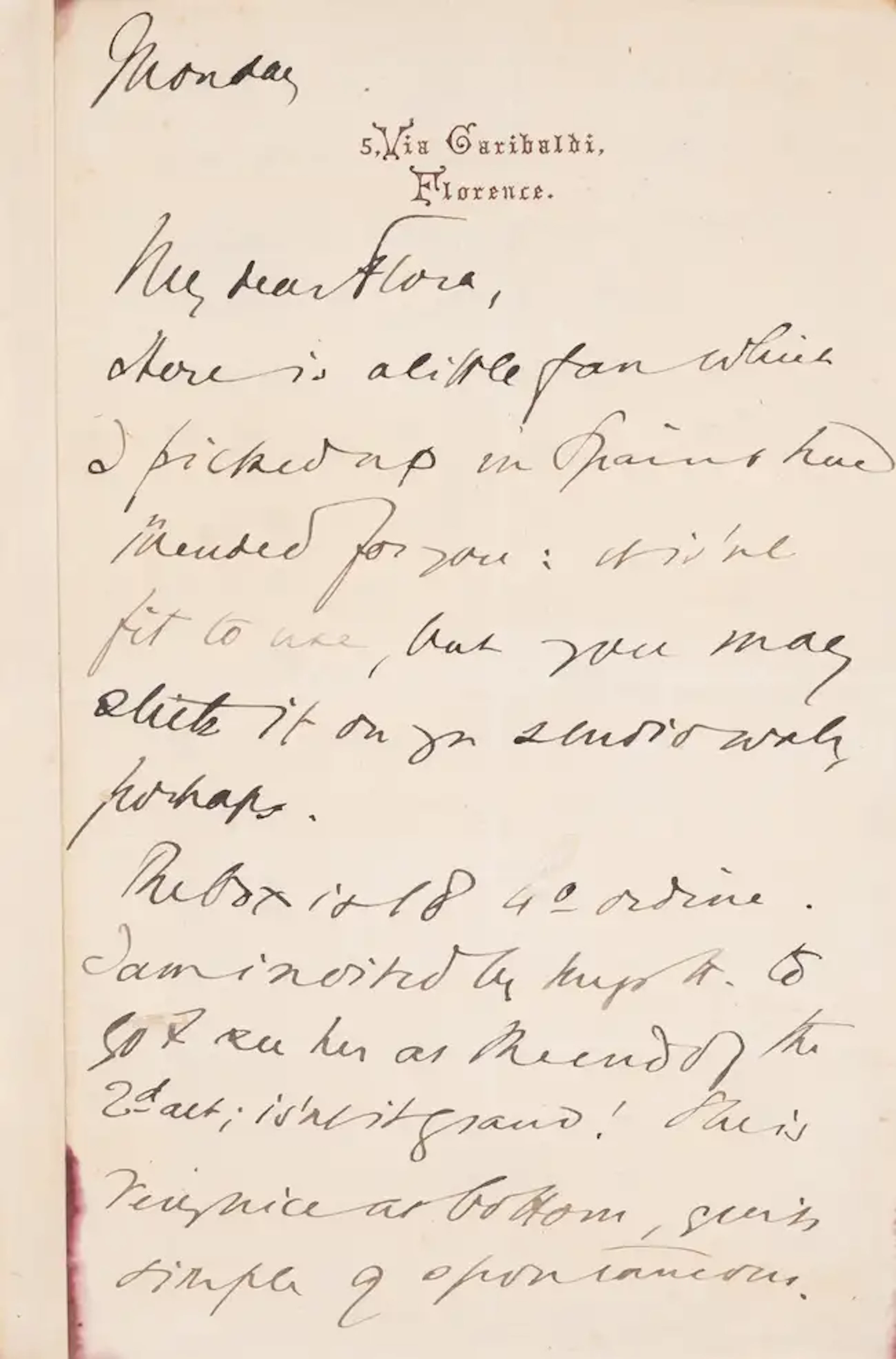 Paget (Violet) "Violet Lee." Autograph Letter to Flora [Priestley]