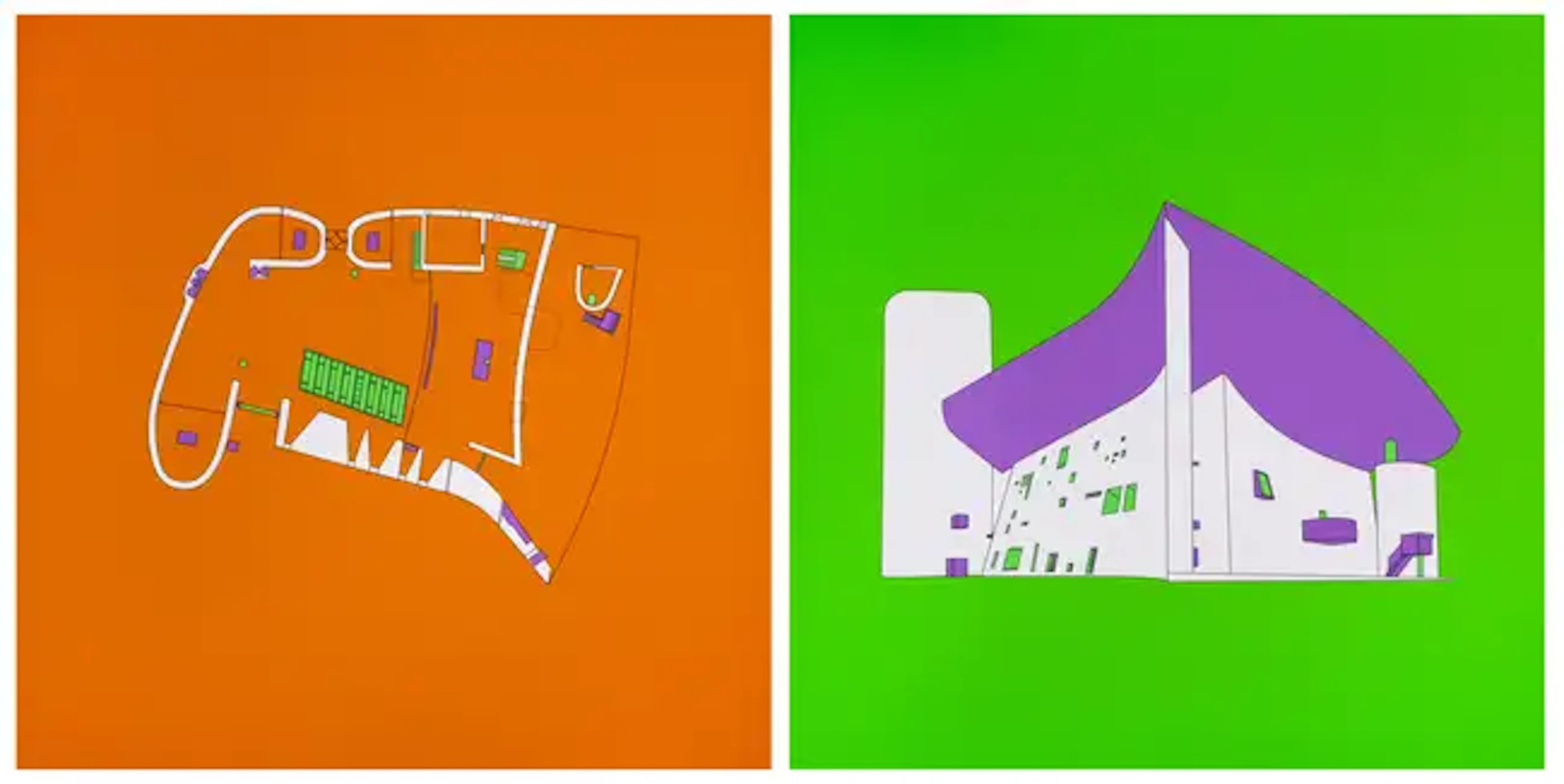 Michael Craig-Martin (b.1941) Ronchamp, France, from Plan and Elevation