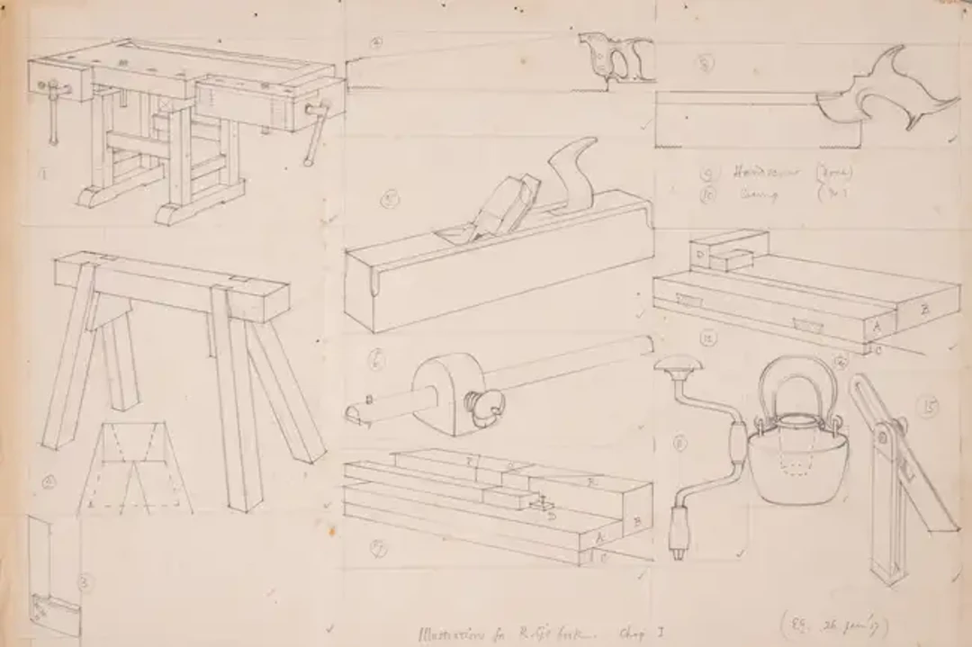Gill (Eric) Fifteen original pencil drawings, for Romney Green's 'Woodwork