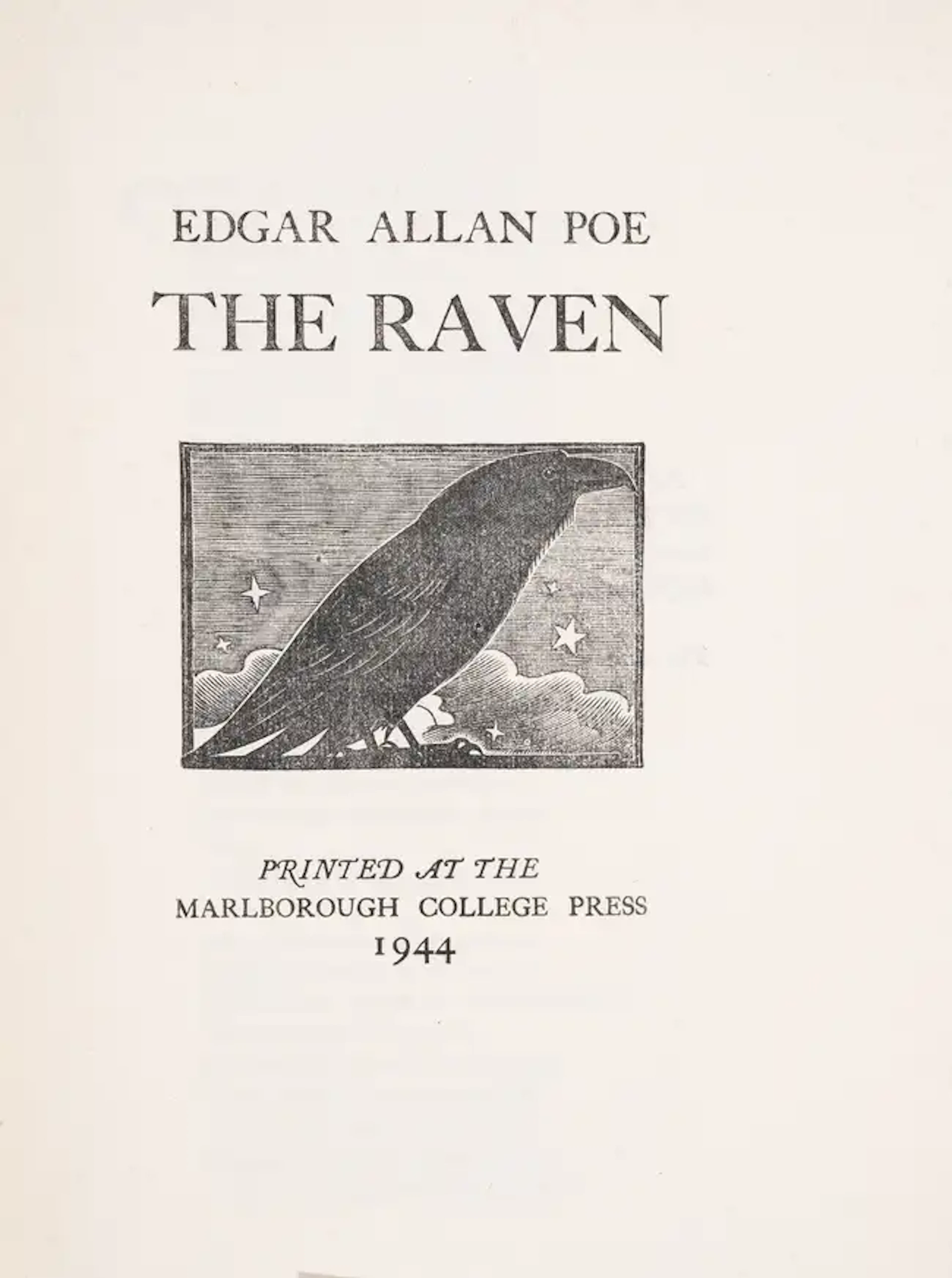 Poe (Edgar Allan) The Raven, one of 75 copies on Batchelor's handmade