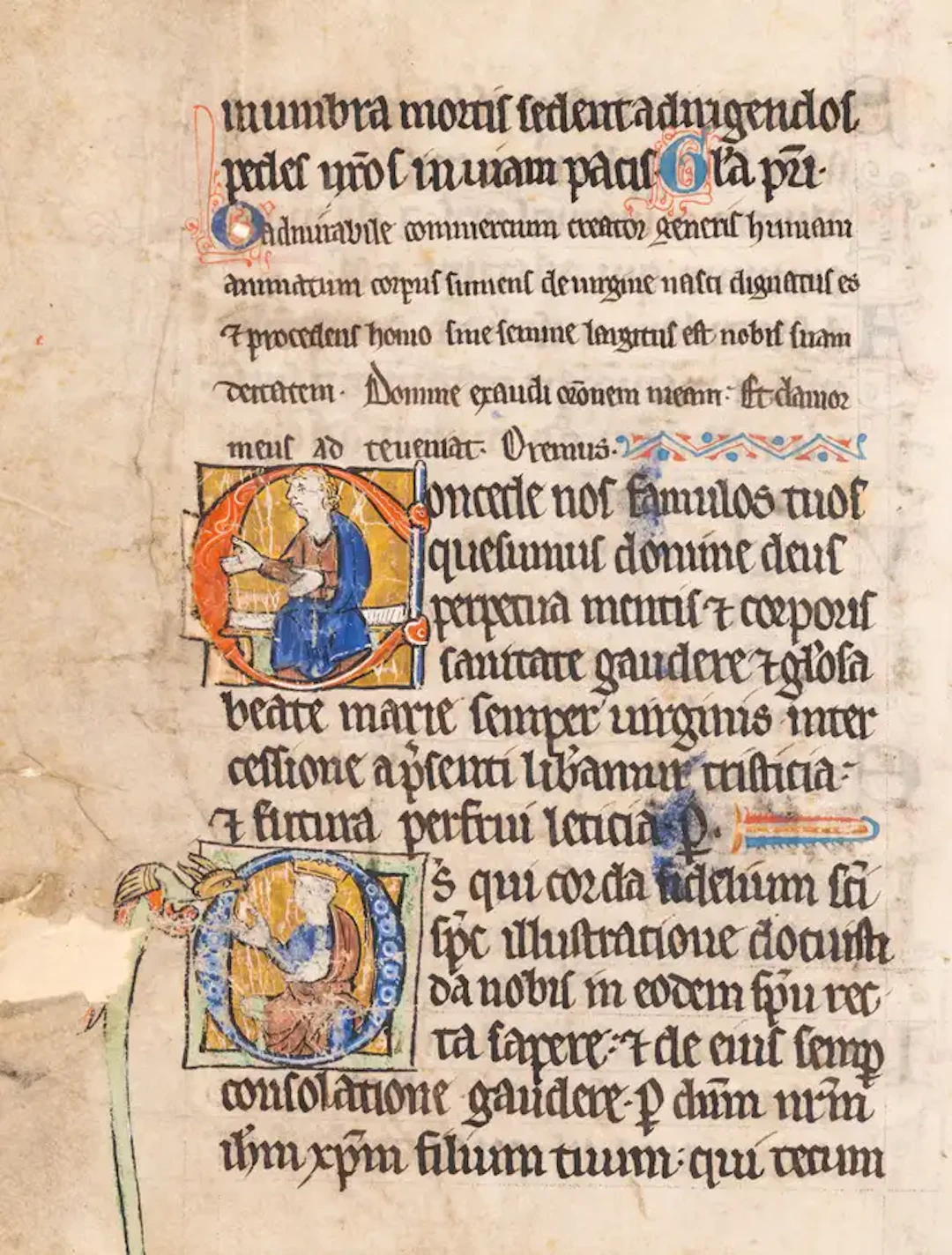 Leaf from a well-known Psalter-Hours, with David as a crowned king