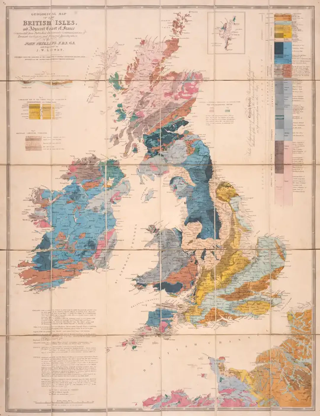 Britain.- Phillips (John) Geological Map of the British Isles and