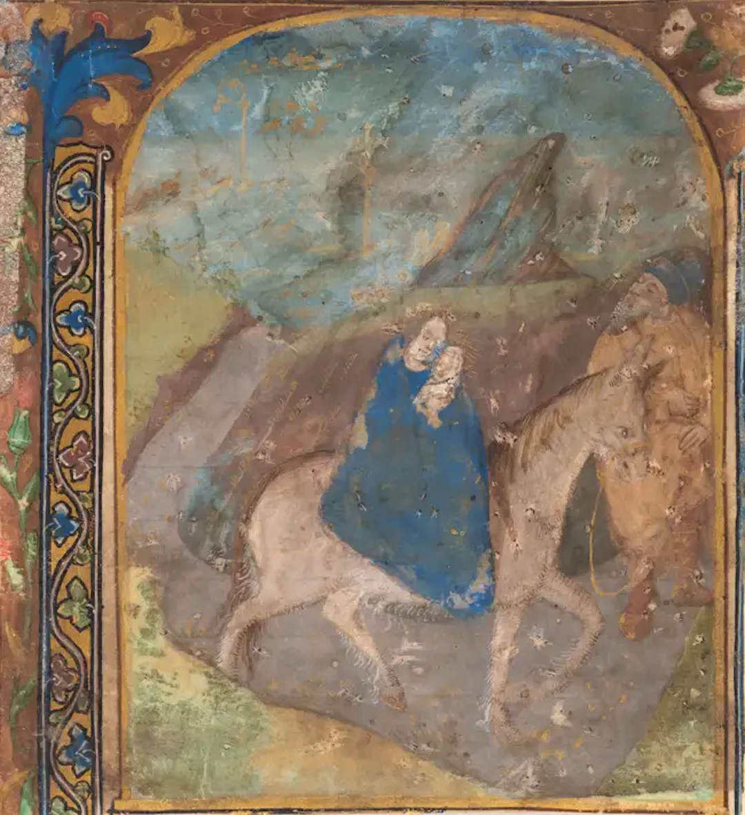 Two miniatures from a Book of Hours, in Latin, illuminated manuscript