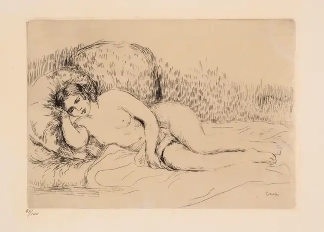 Pierre-Auguste Renoir (1841-1919) Femme Couchée (Tournée à Gauche)