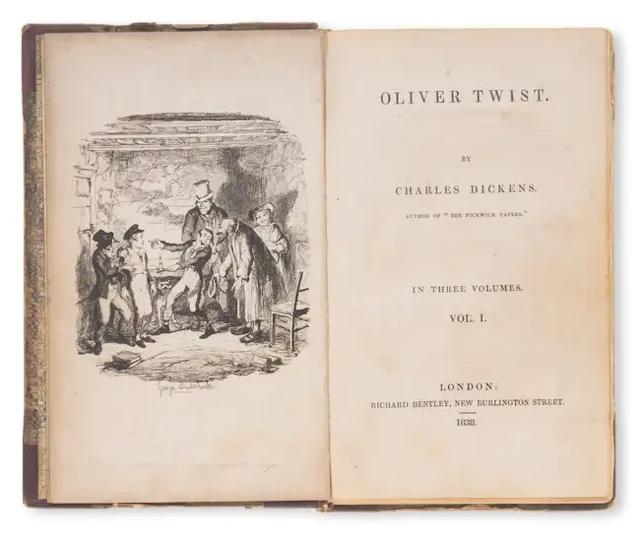 Dickens (Charles) Oliver Twist, 3 vol., first edition, third issue, 1838.