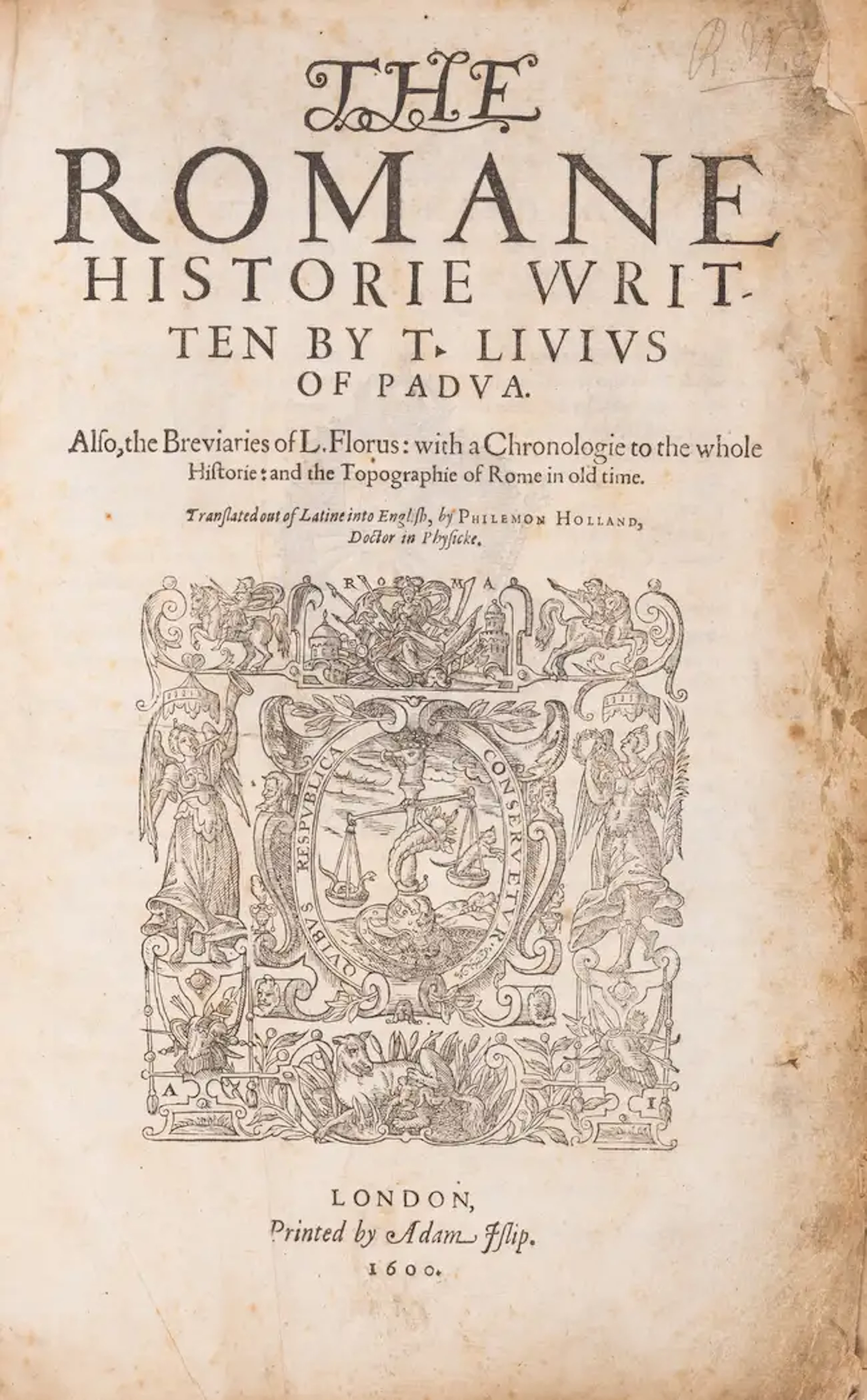 Livius (Titus) The Romane Historie, first edition in English, translated