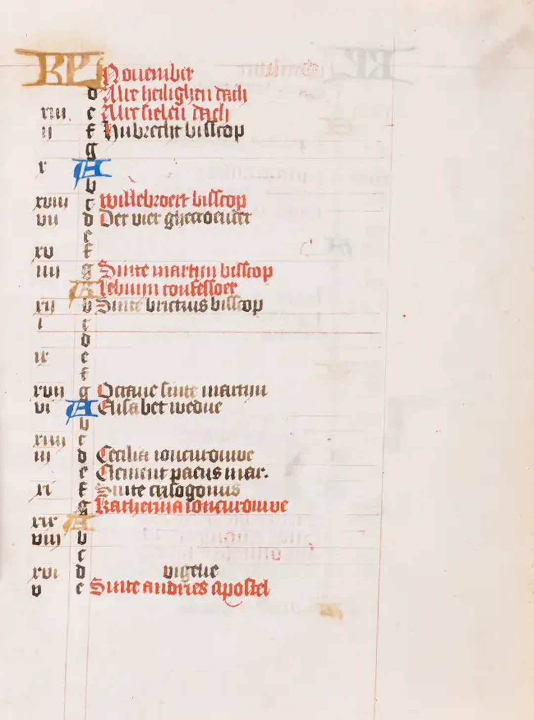 Calendar, in Middle Dutch, illuminated manuscript on vellum, [Netherlands