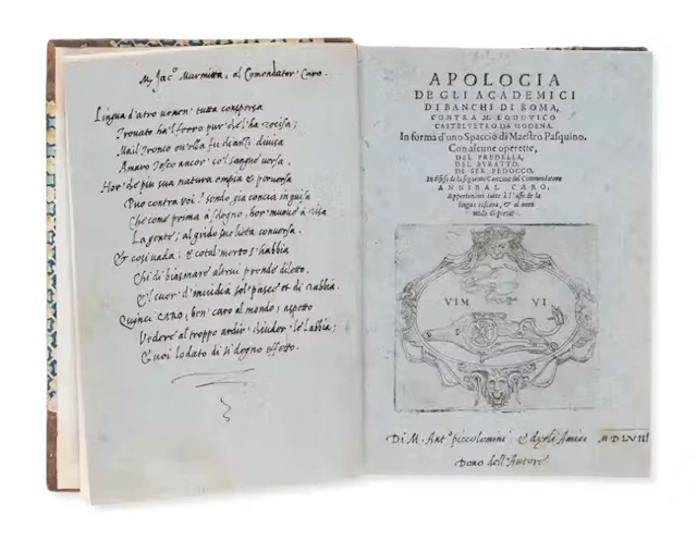 Caro (Annibale) Apologia de gli Academici di Banchi di Roma, first