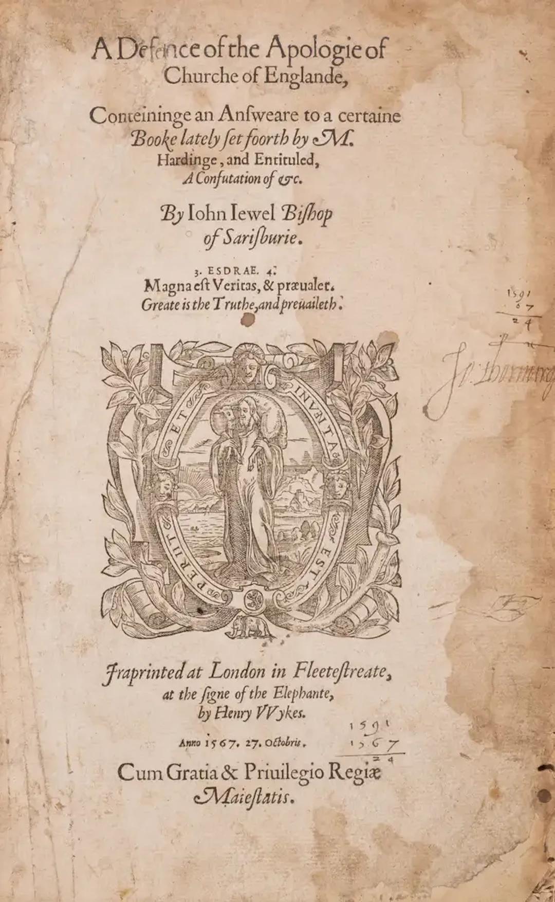 Jewel (John) A Defence of the Apologie of the Churche of Englande