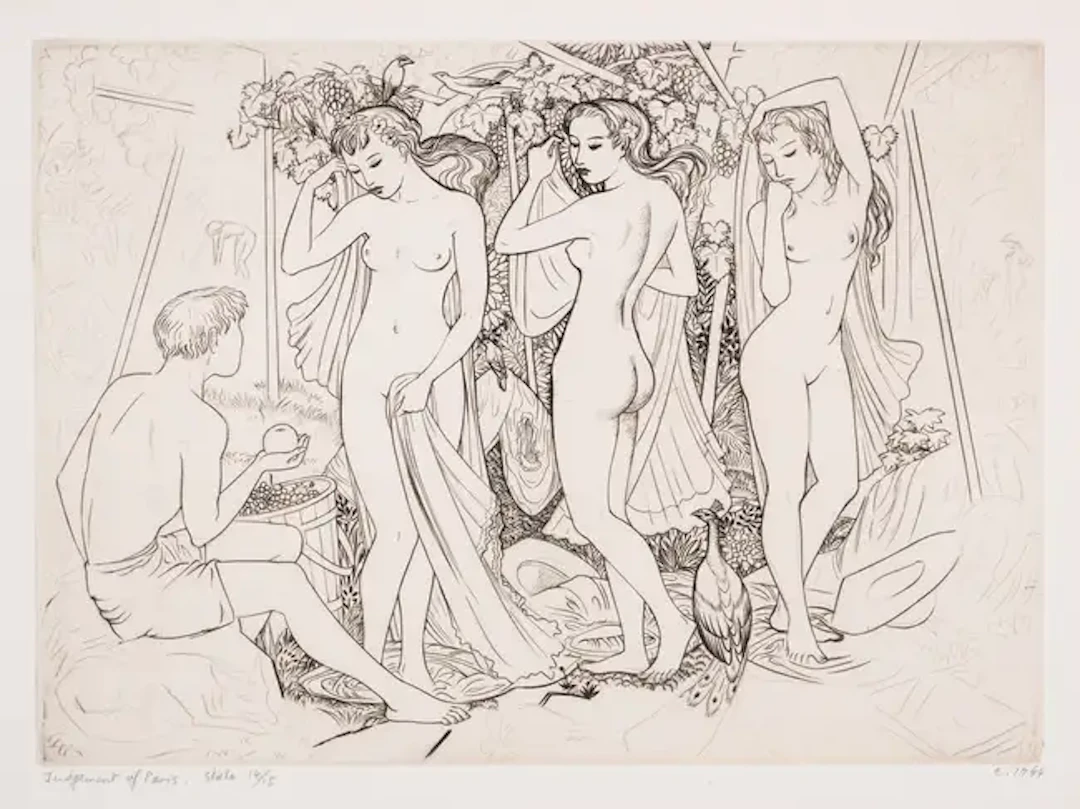 Buckland-Wright (John) Judgement of Paris, drypoint, 1944