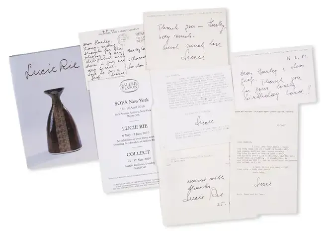 Rie (Dame Lucie) Collection of correspondence between Rie and Harley