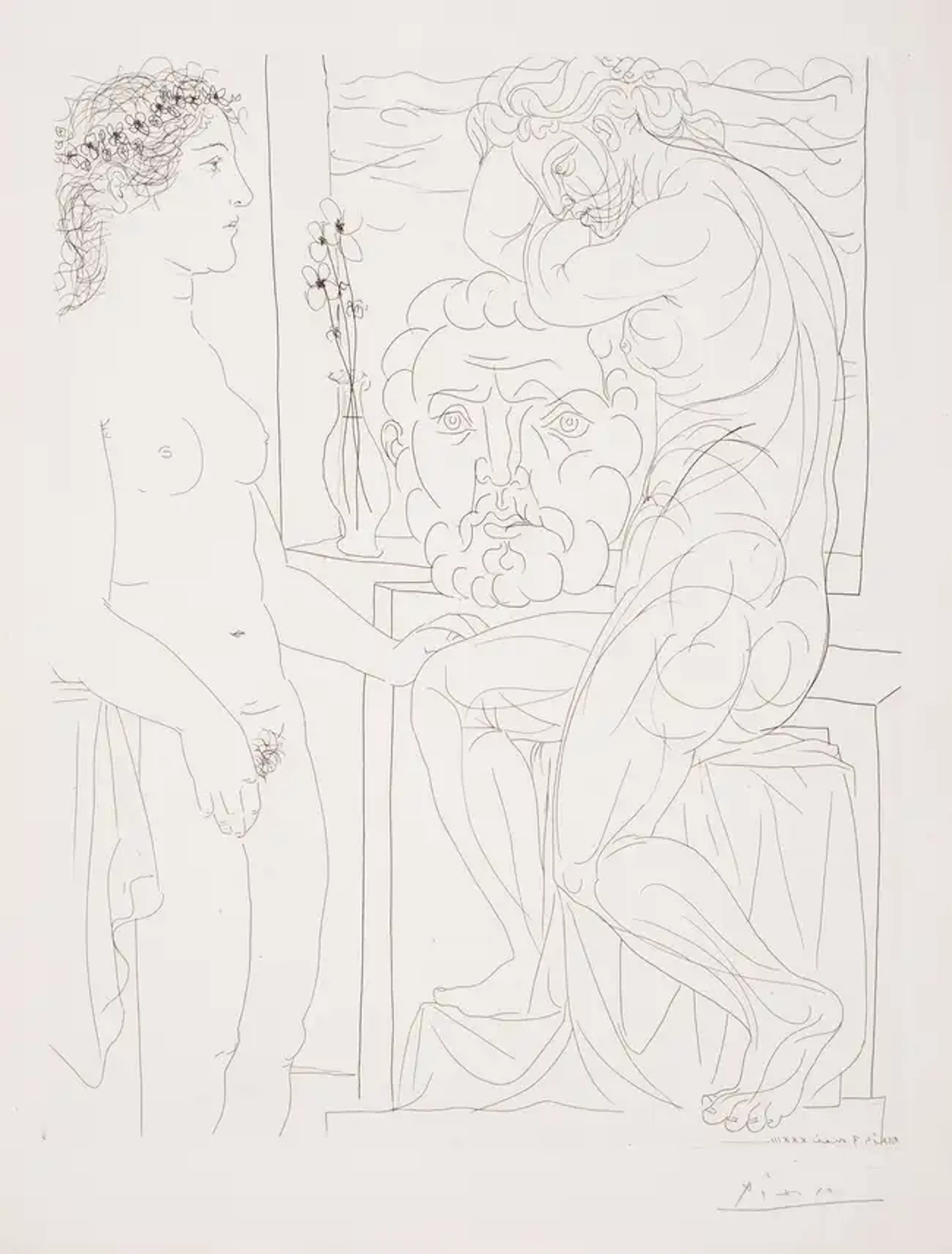 Pablo Picasso (1881-1973) Modèle Nu et Sculptures, from La Suite Vollard