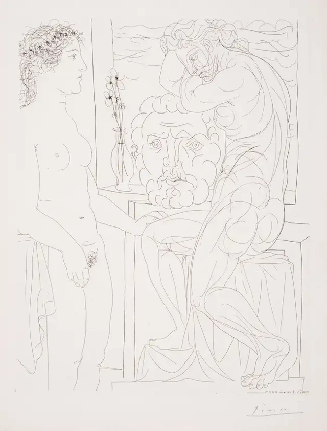Pablo Picasso (1881-1973) Modèle Nu et Sculptures, from La Suite Vollard