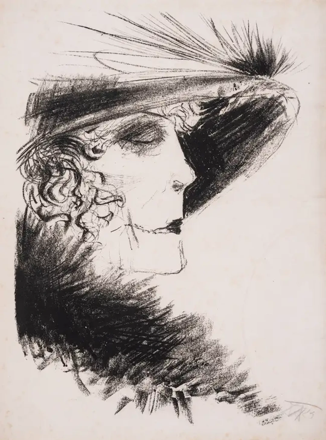 Otto Dix (1891-1969) Woman with Heron Feather (Dame mit Reiher), from
