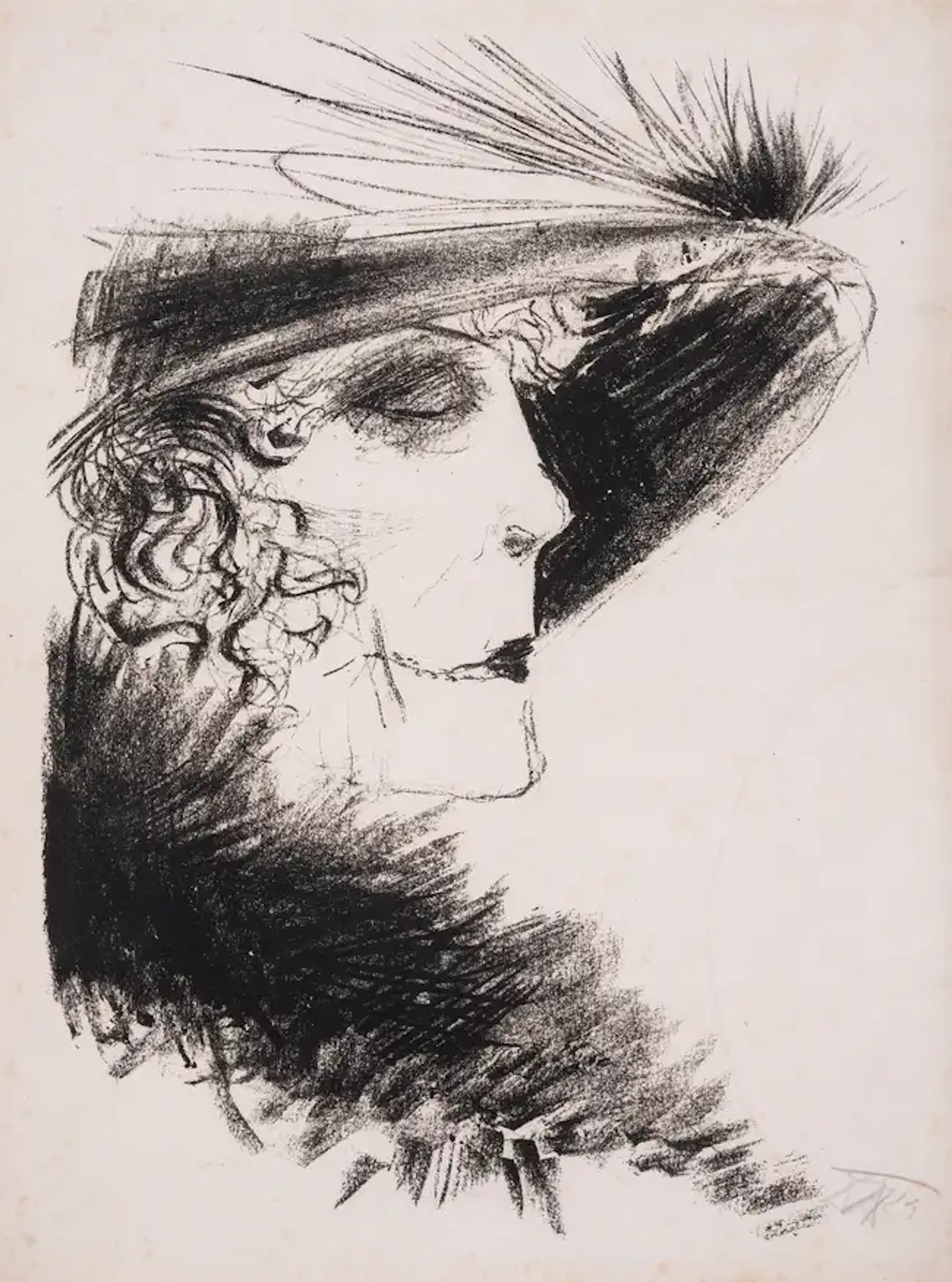 Otto Dix (1891-1969) Woman with Heron Feather (Dame mit Reiher), from