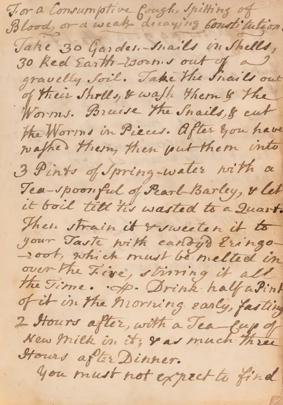 Cookery & Medical.- [18th century recipe book], manuscript in several