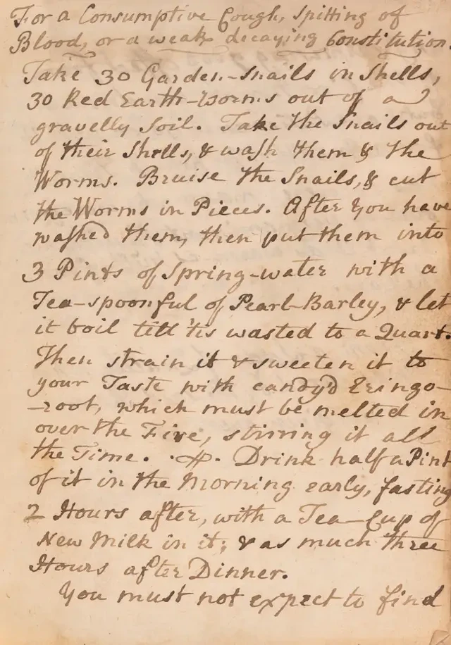 Cookery & Medical.- [18th century recipe book], manuscript in several