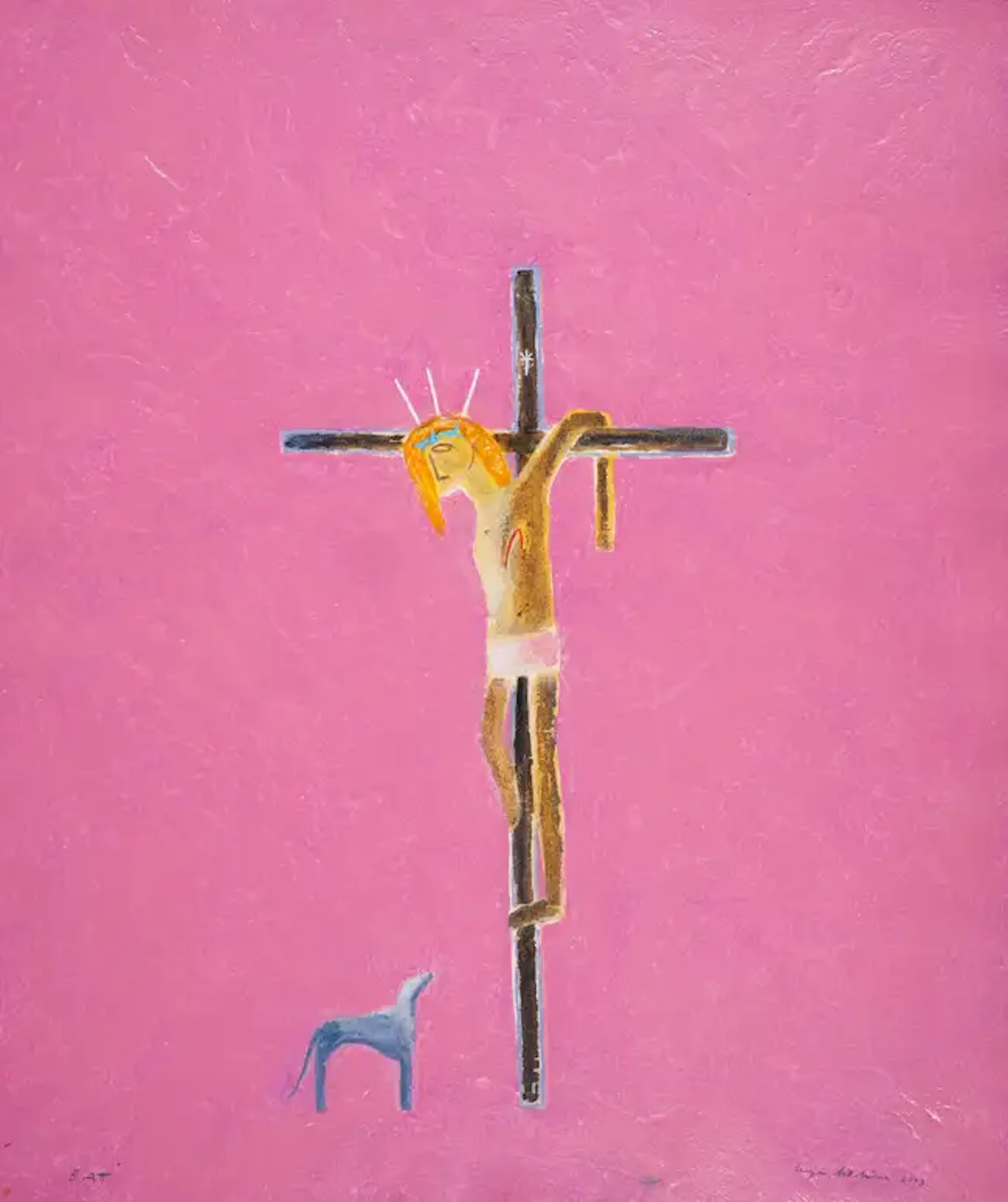 Craigie Aitchison (1926-2009) Pink Crucifixion (Lambirth & Peck 42)
