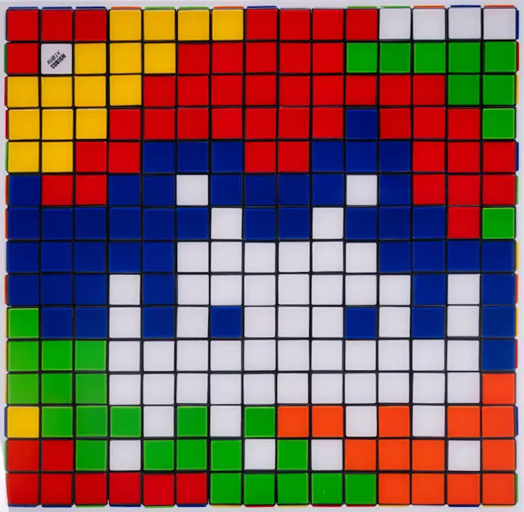 Invader (b.1969) NVDR1-2. Rubik Camouflage, from Rubikcubism