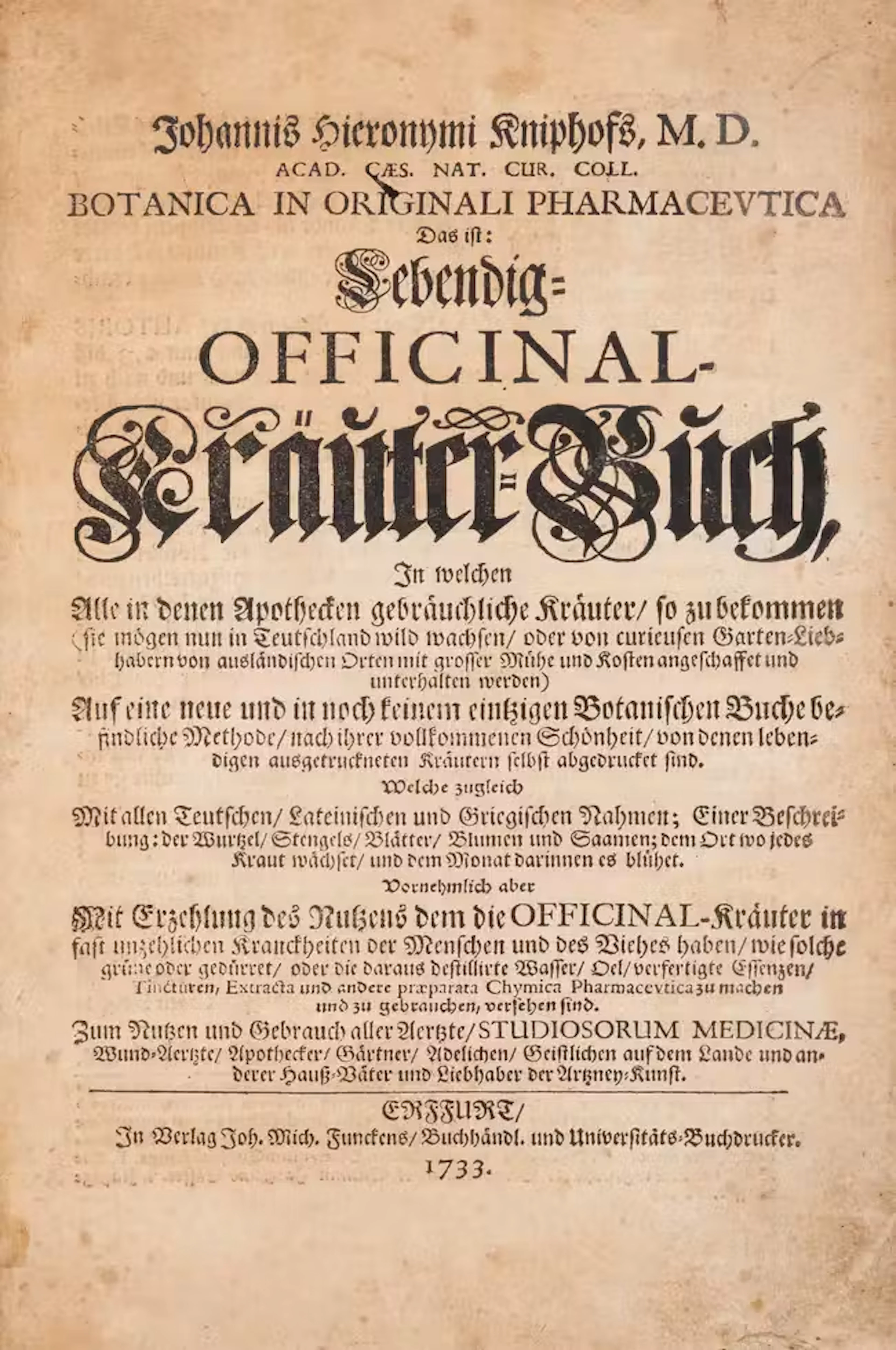 Botany.- Nature-printing.- Kniphof (Johann Hieronymous) Botanica in