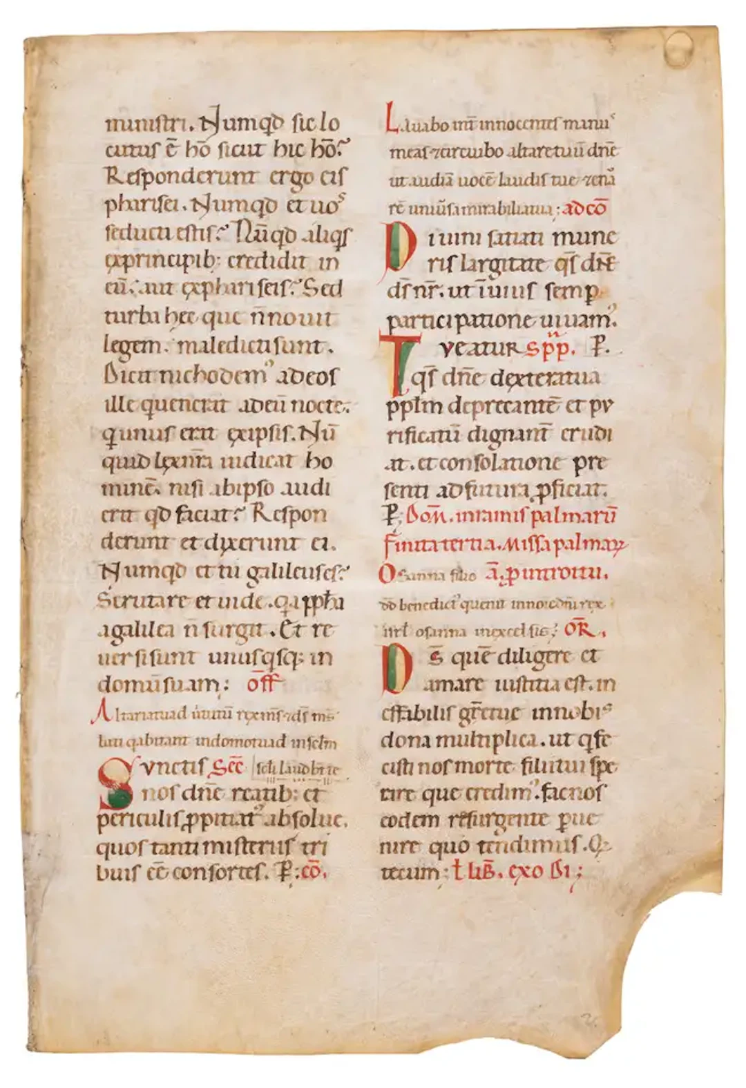 Bifolium from a large Romanesque Missal with cantillation marks most