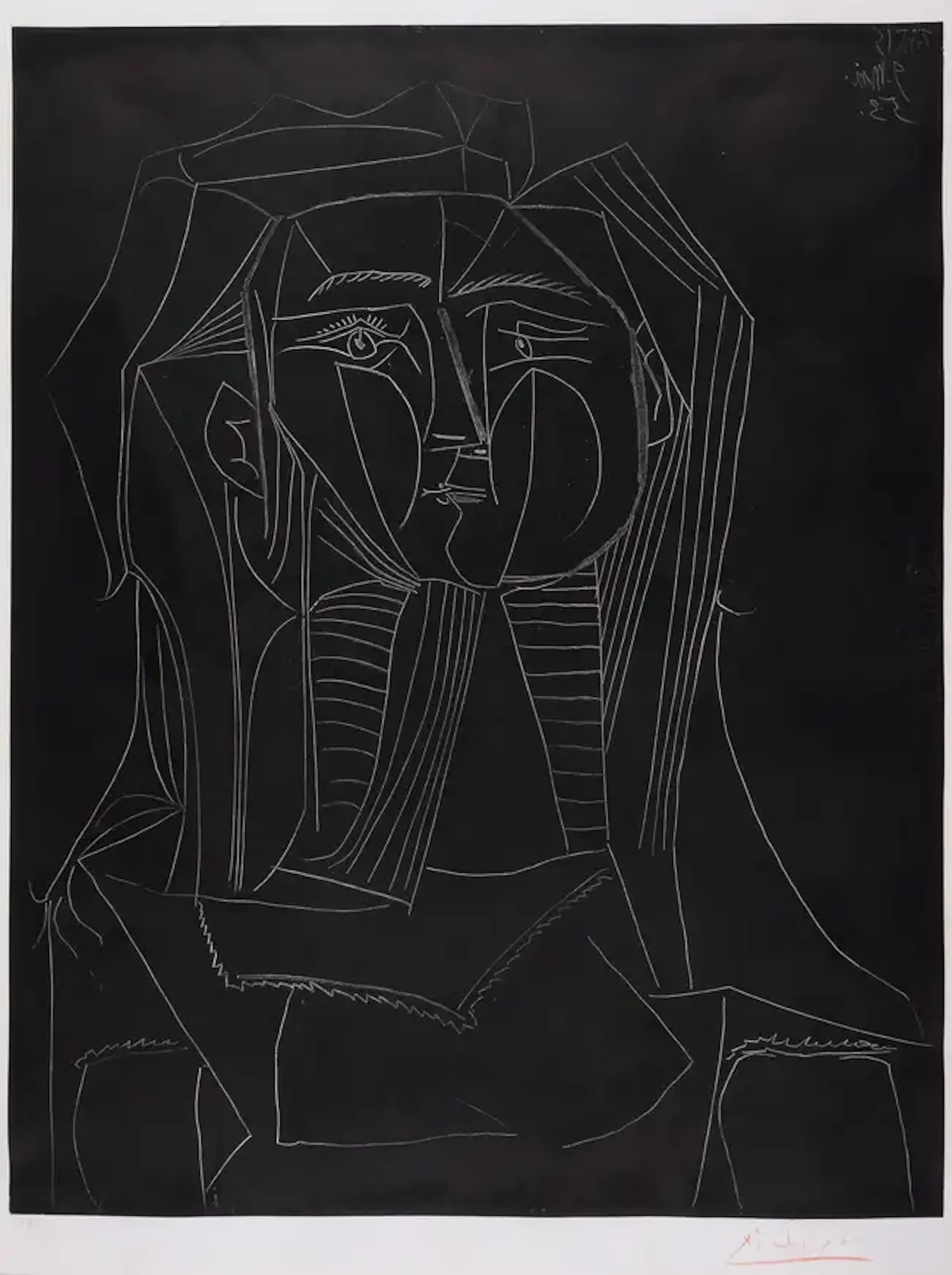 Pablo Picasso (1881-1973) Tête sur Fond Noir (Bloch 742; Mourlot 241)