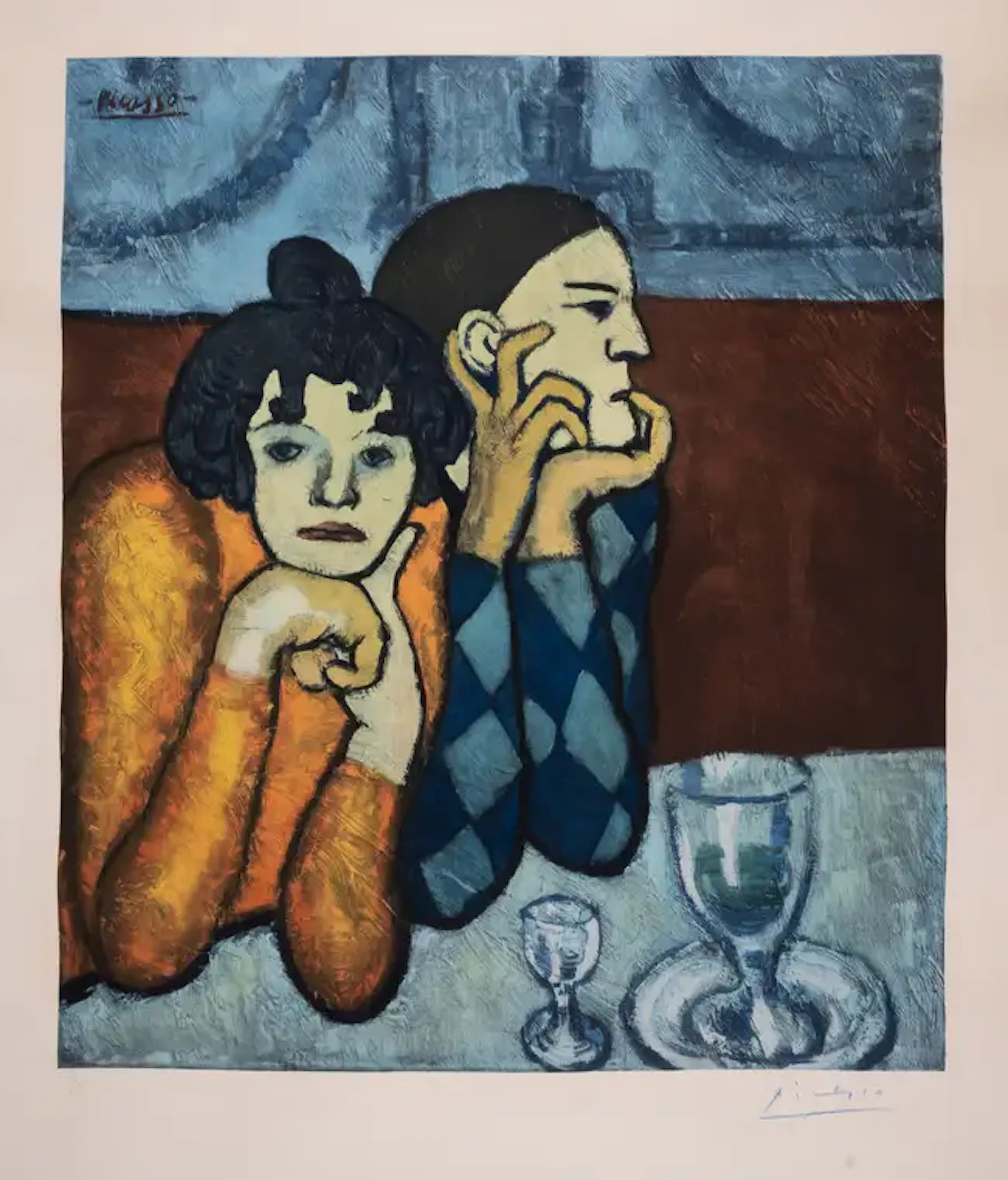 Pablo Picasso (1881-1973) after. L’Arlequin et Sa Compagne