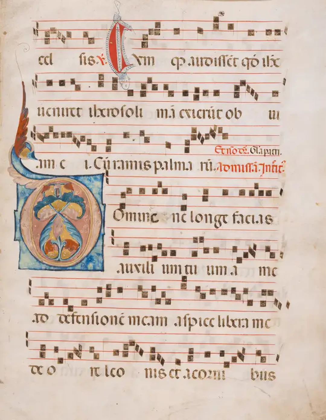 Leaf from a large Gradual, with large initial ‘D’, in Latin, illuminated