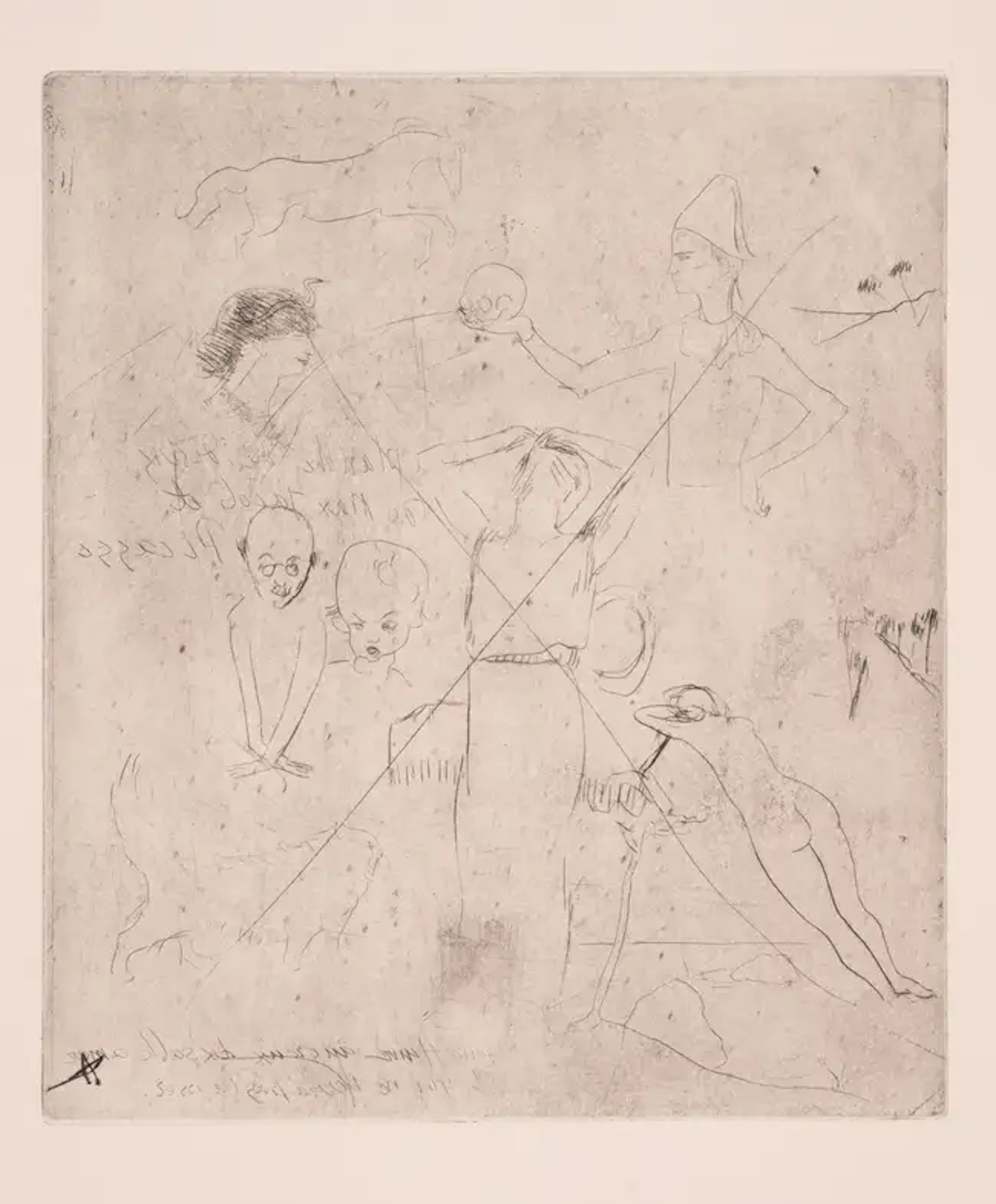 Pablo Picasso (1881-1973) Planche de Dessins de Max Jacob et Picasso