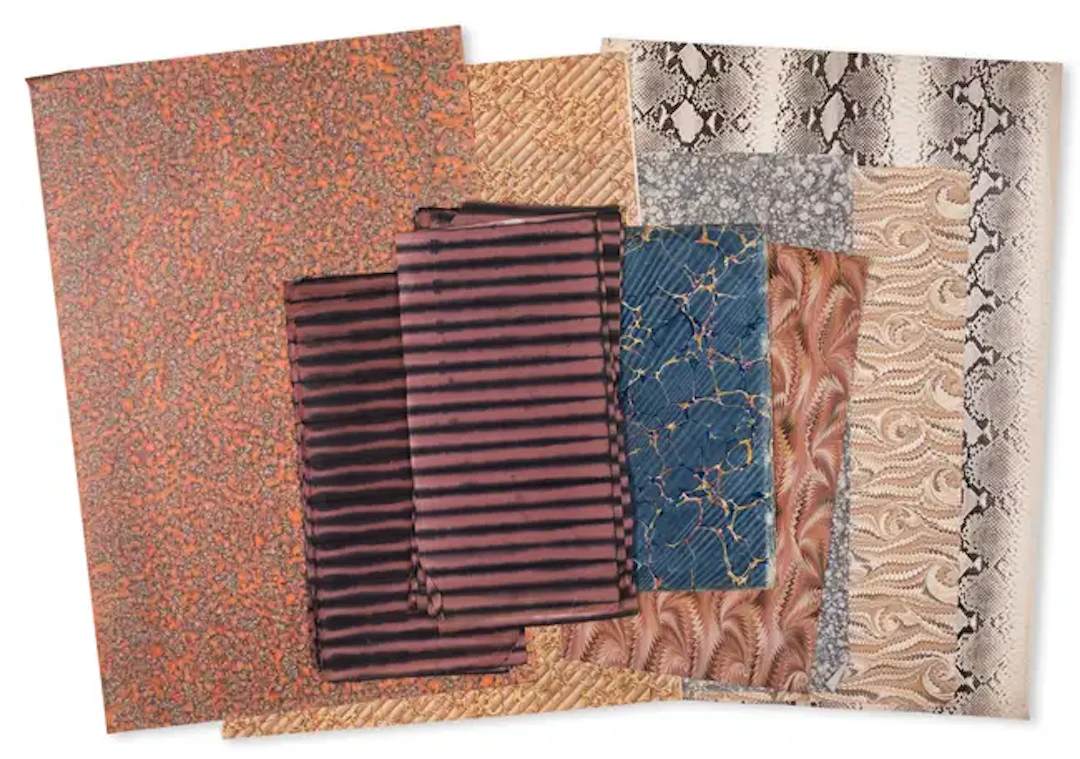 Marbled paper.- Collection of over 40 handmade marbled and decorative