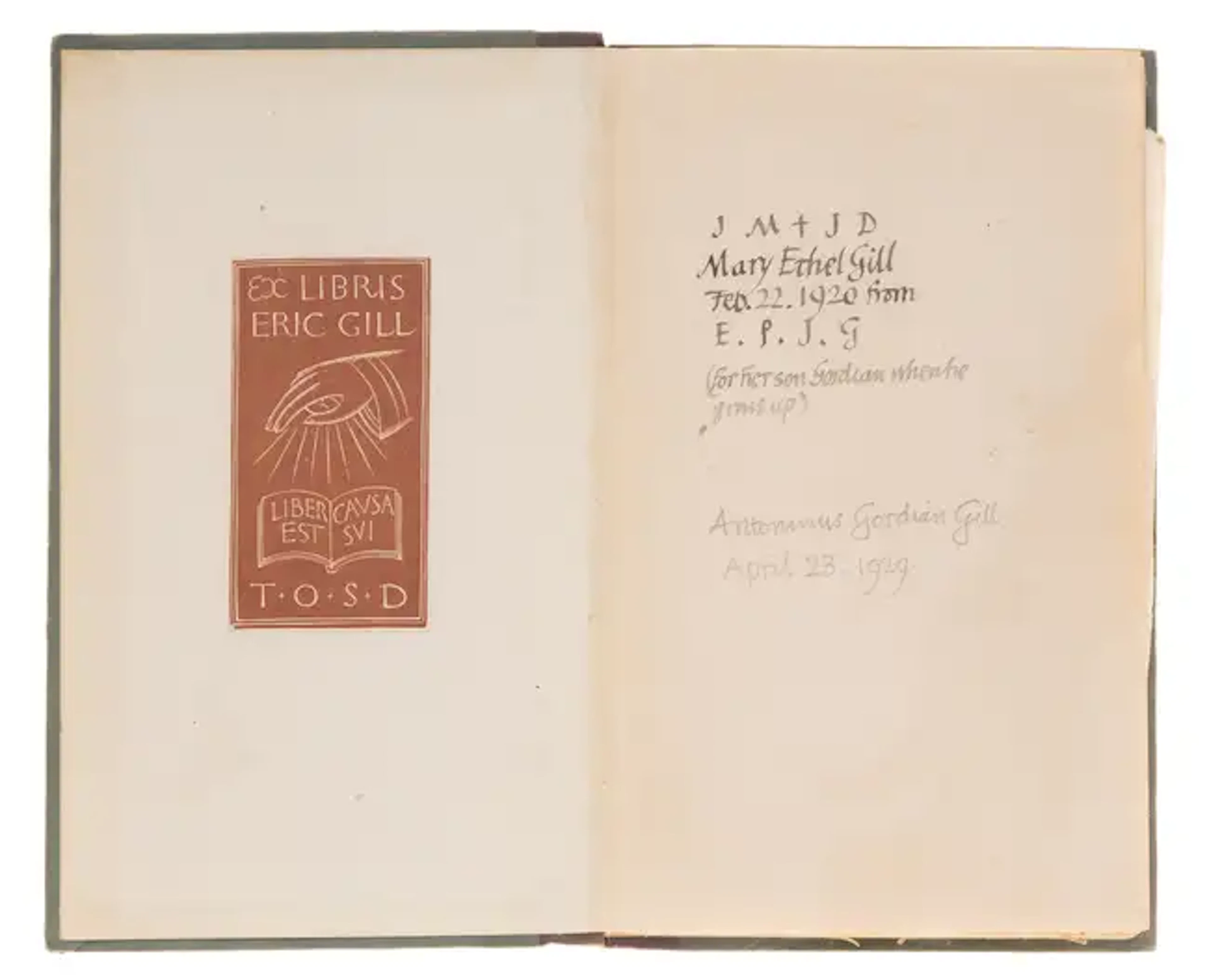 Gill (Eric).- Jarrett (Bede) Living Temples, Eric Gill's copy with