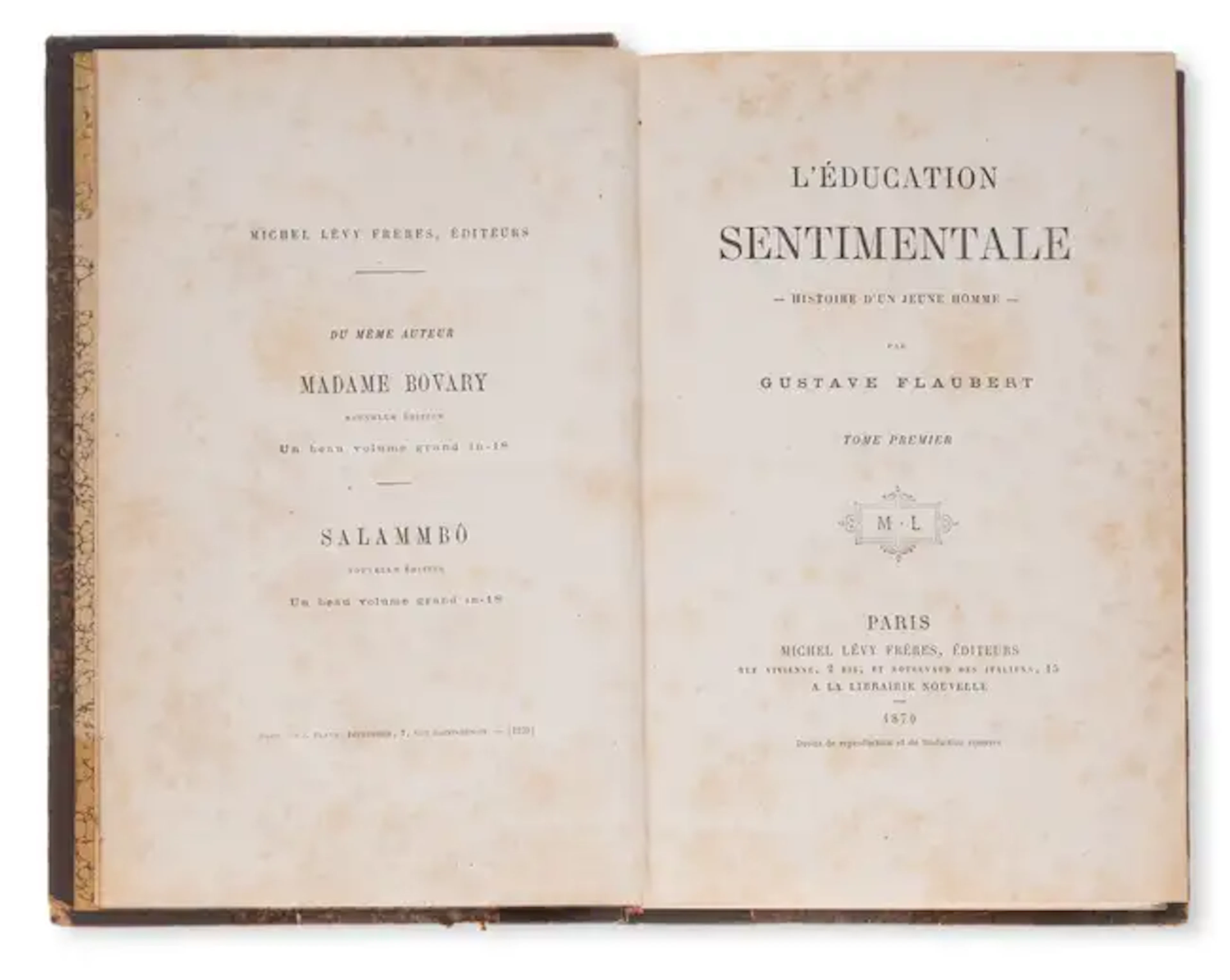 Flaubert (Gustave) L'Éducation sentimentale, 2 vol., first edition