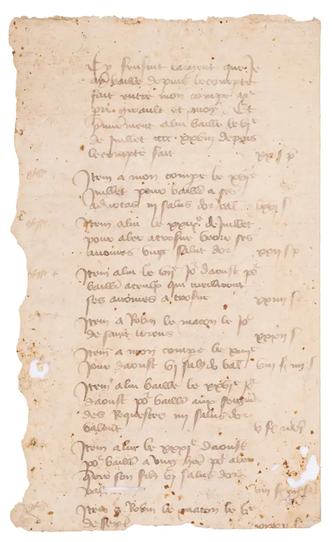 Hundred Years War.- [Account of the supplies and work for a French