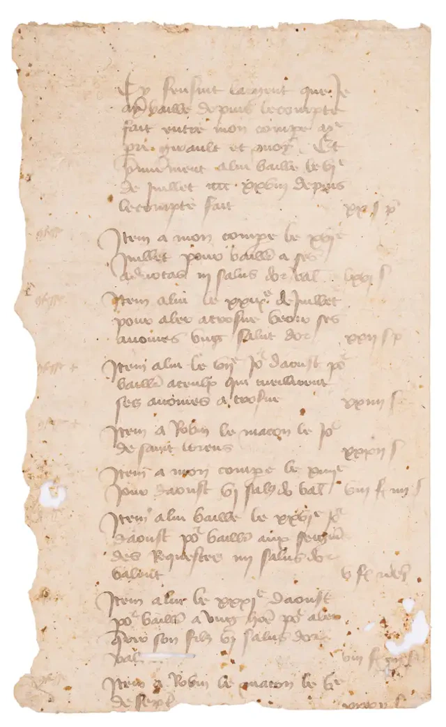 Hundred Years War.- [Account of the supplies and work for a French