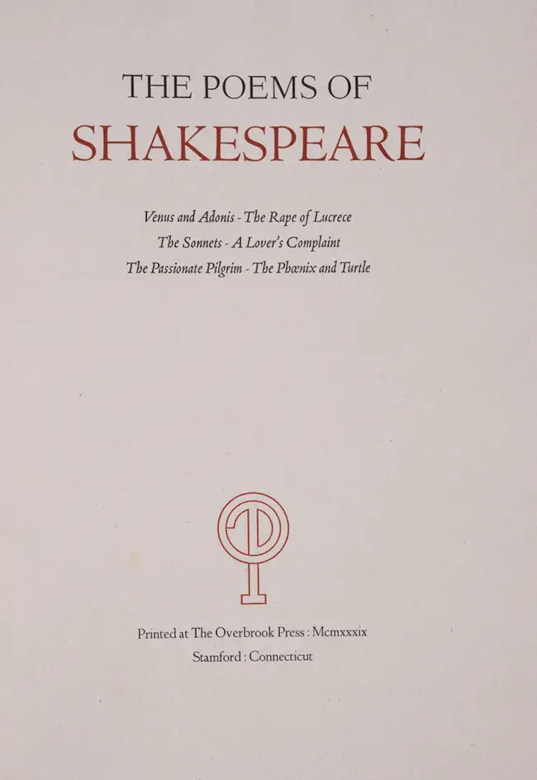 Shakespeare (William) The Poems of William Shakespeare, one of 150