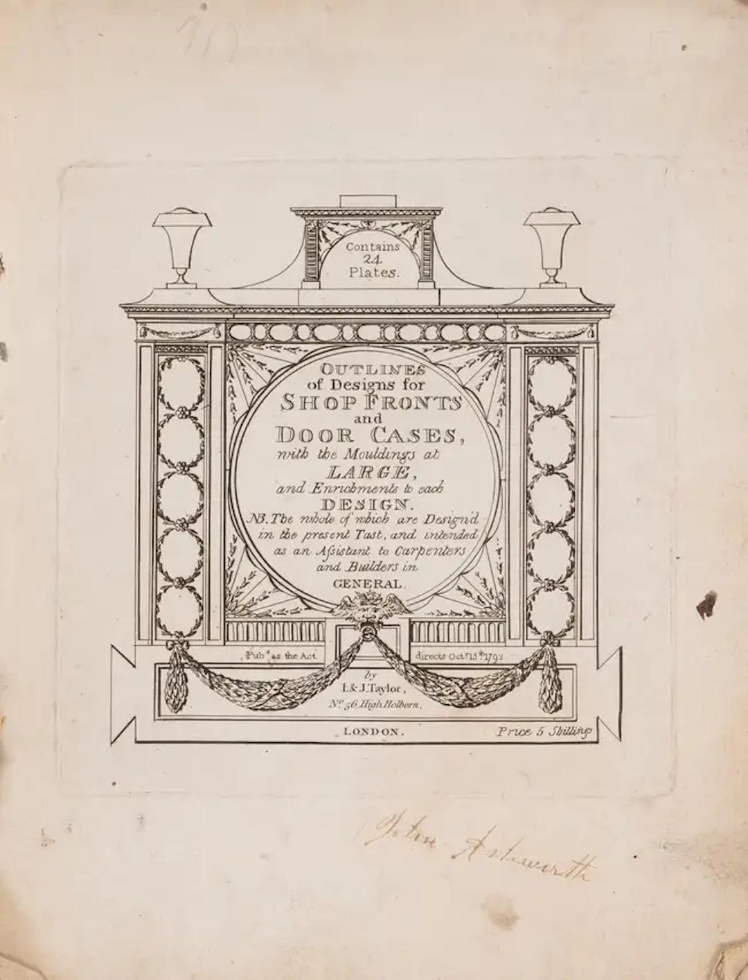Taylor (I. & J., publishers) Outlines of Designs for Shop Fronts and
