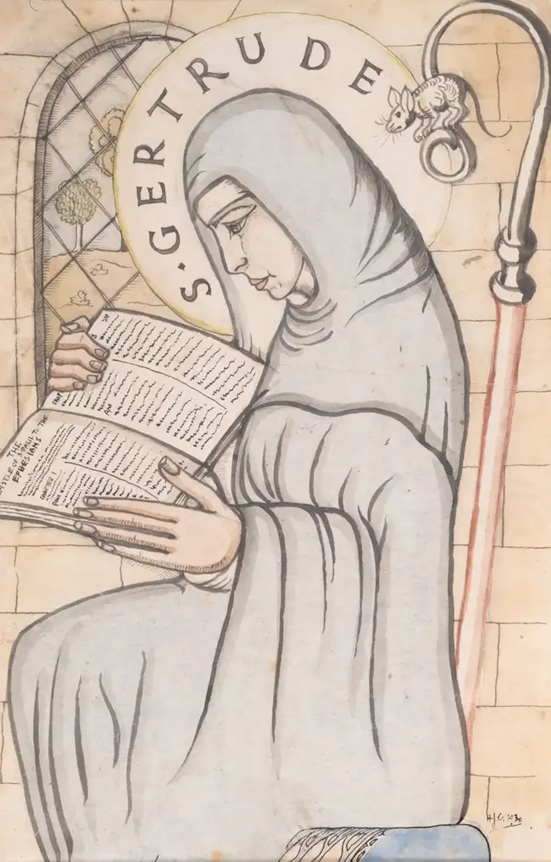 St. Dominic's Press.- Cribb (Herbert Joseph) S. Gertrude, watercolour