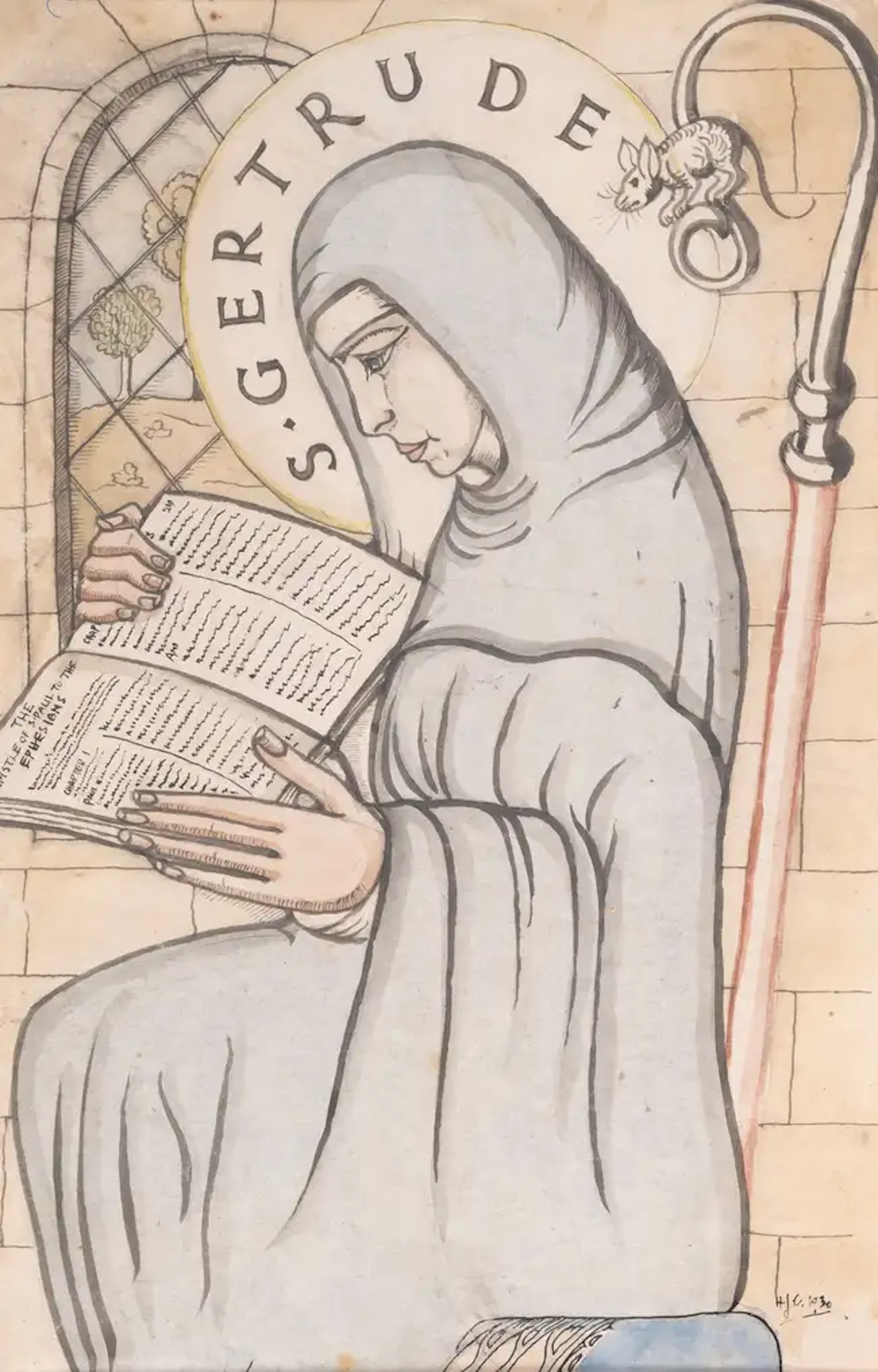 St. Dominic's Press.- Cribb (Herbert Joseph) S. Gertrude, watercolour