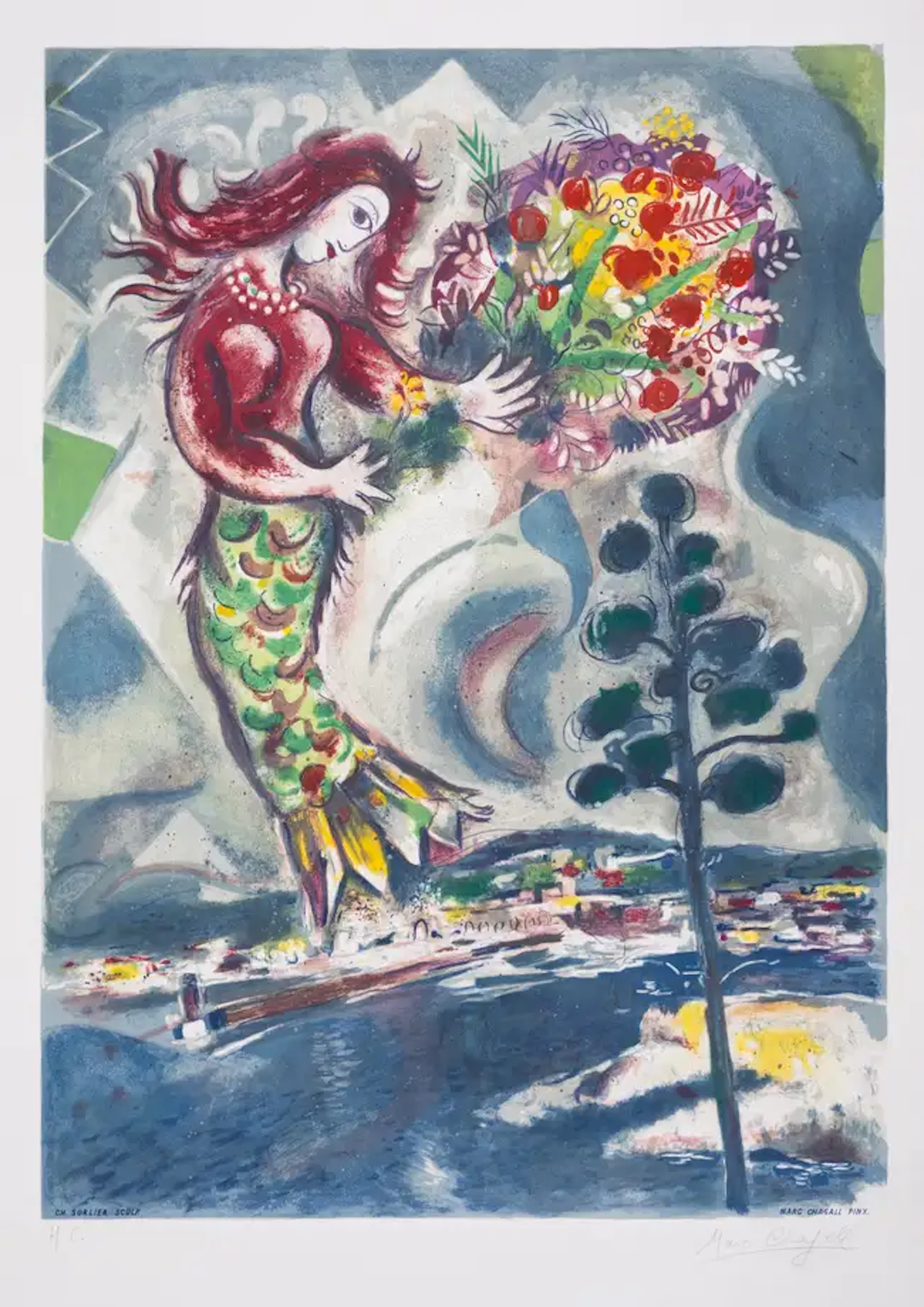 Marc Chagall (1887-1985) after. Sirène au Pin, from Nice et la Côte