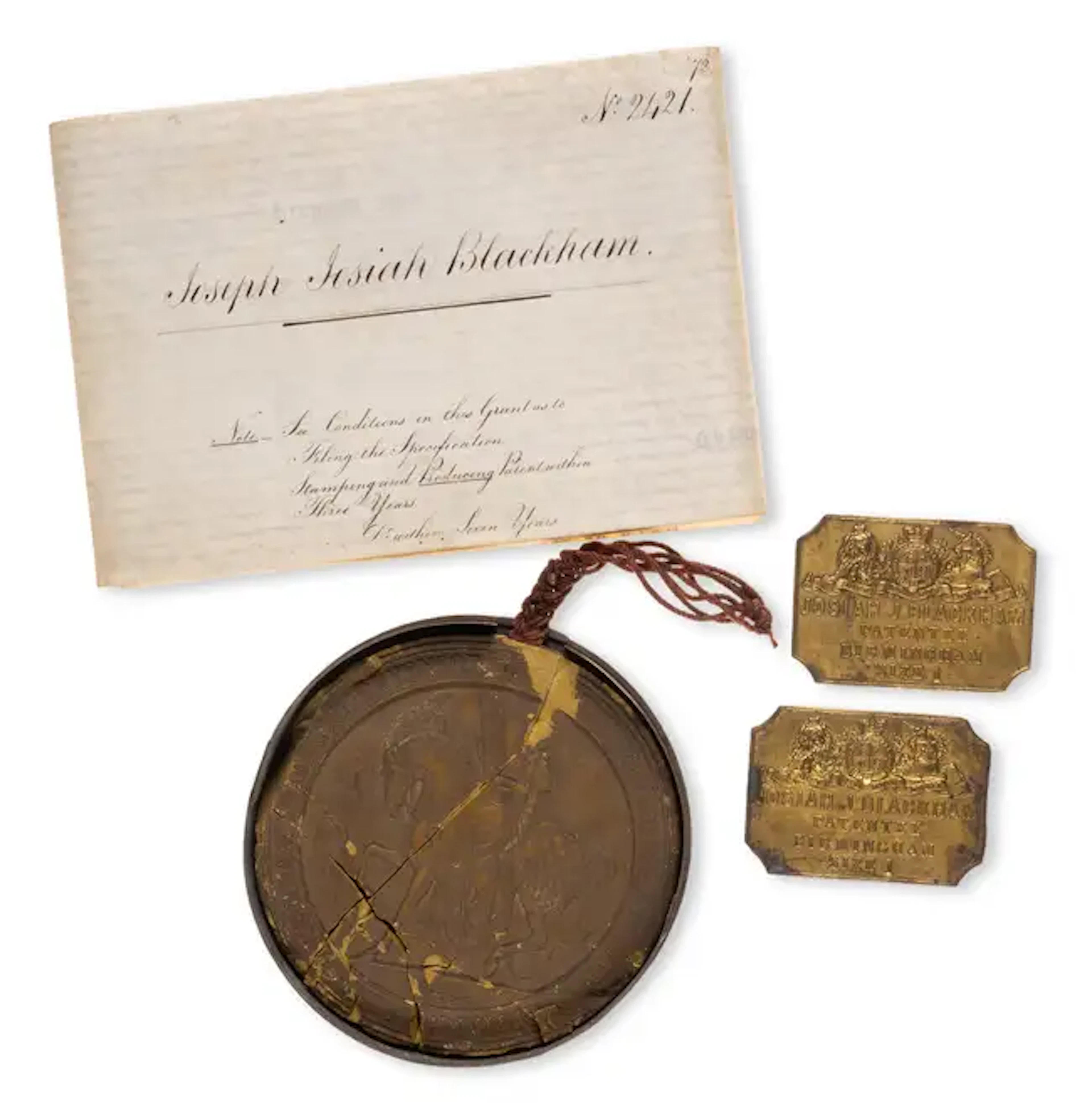 Victoria (Queen) Letters Patent granted to Joseph Josiah Blackham