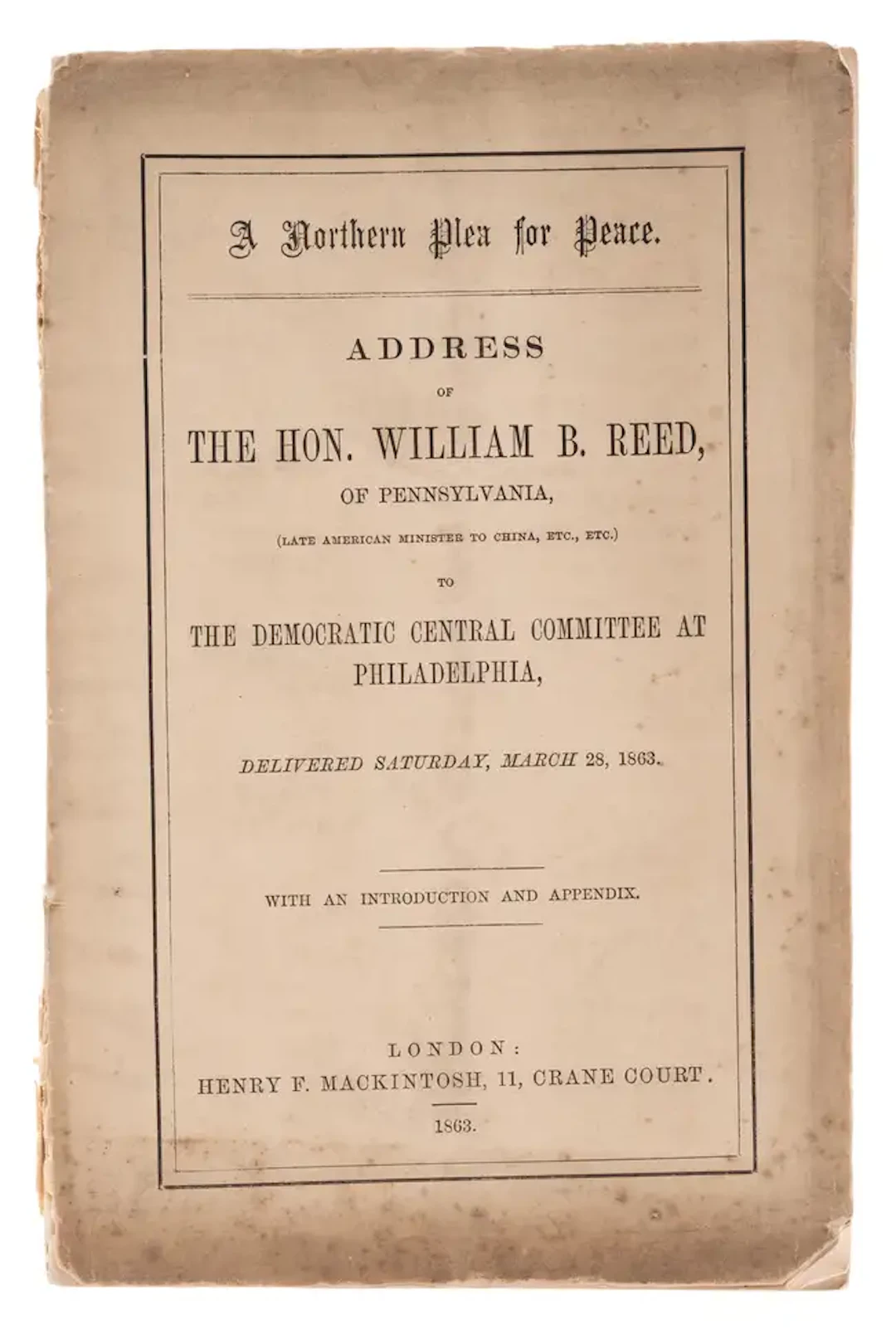 America.- Reed (Hon. William B.) Address ... to the Democratic Central