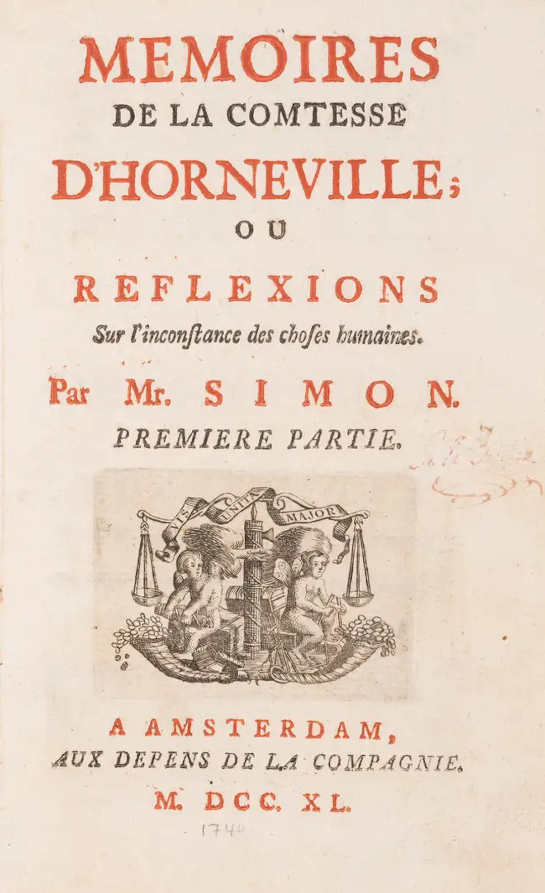Simon (Claude François) Memoires de la Comtesse D'Horneville, 2 vol.