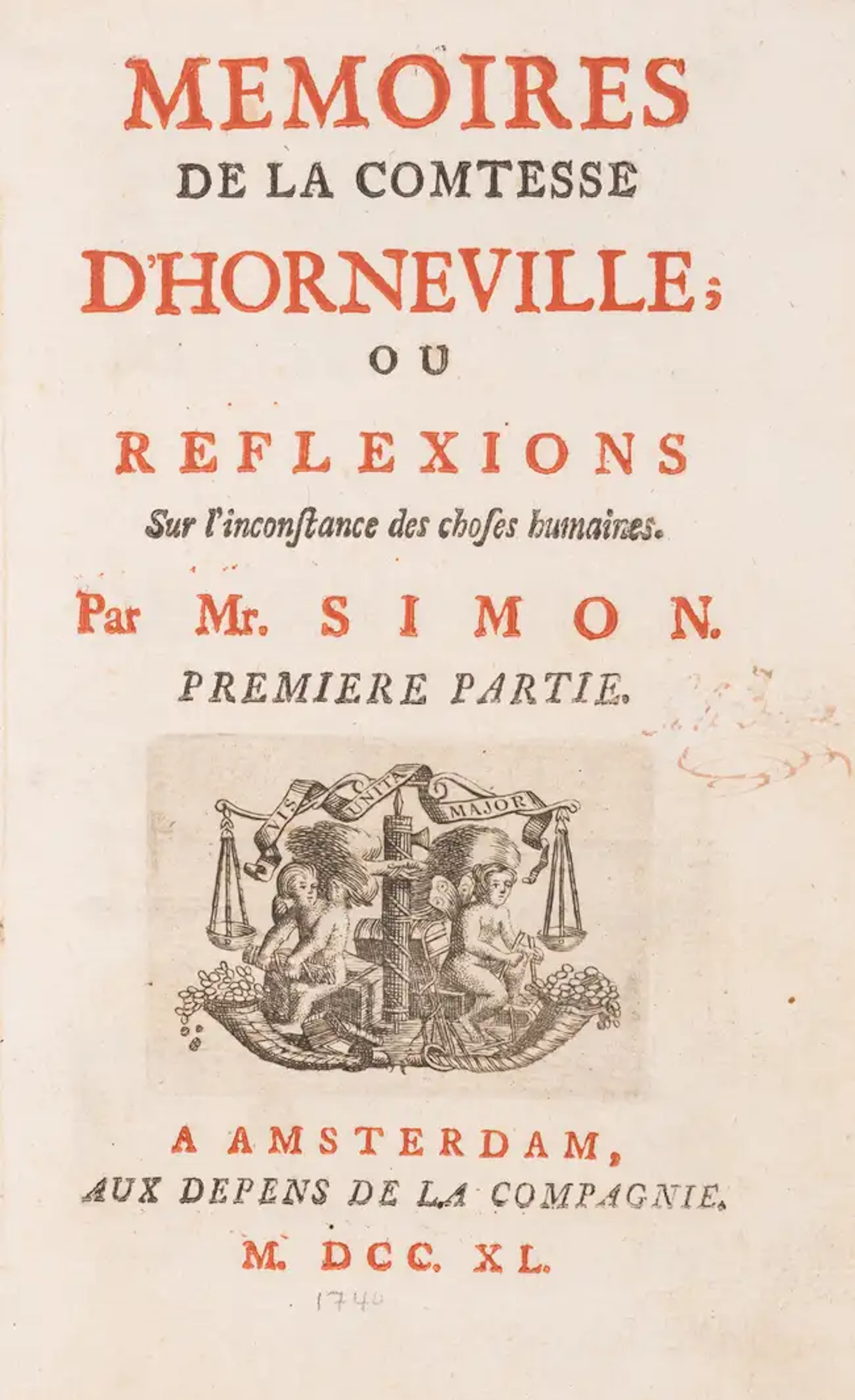 Simon (Claude François) Memoires de la Comtesse D'Horneville, 2 vol.