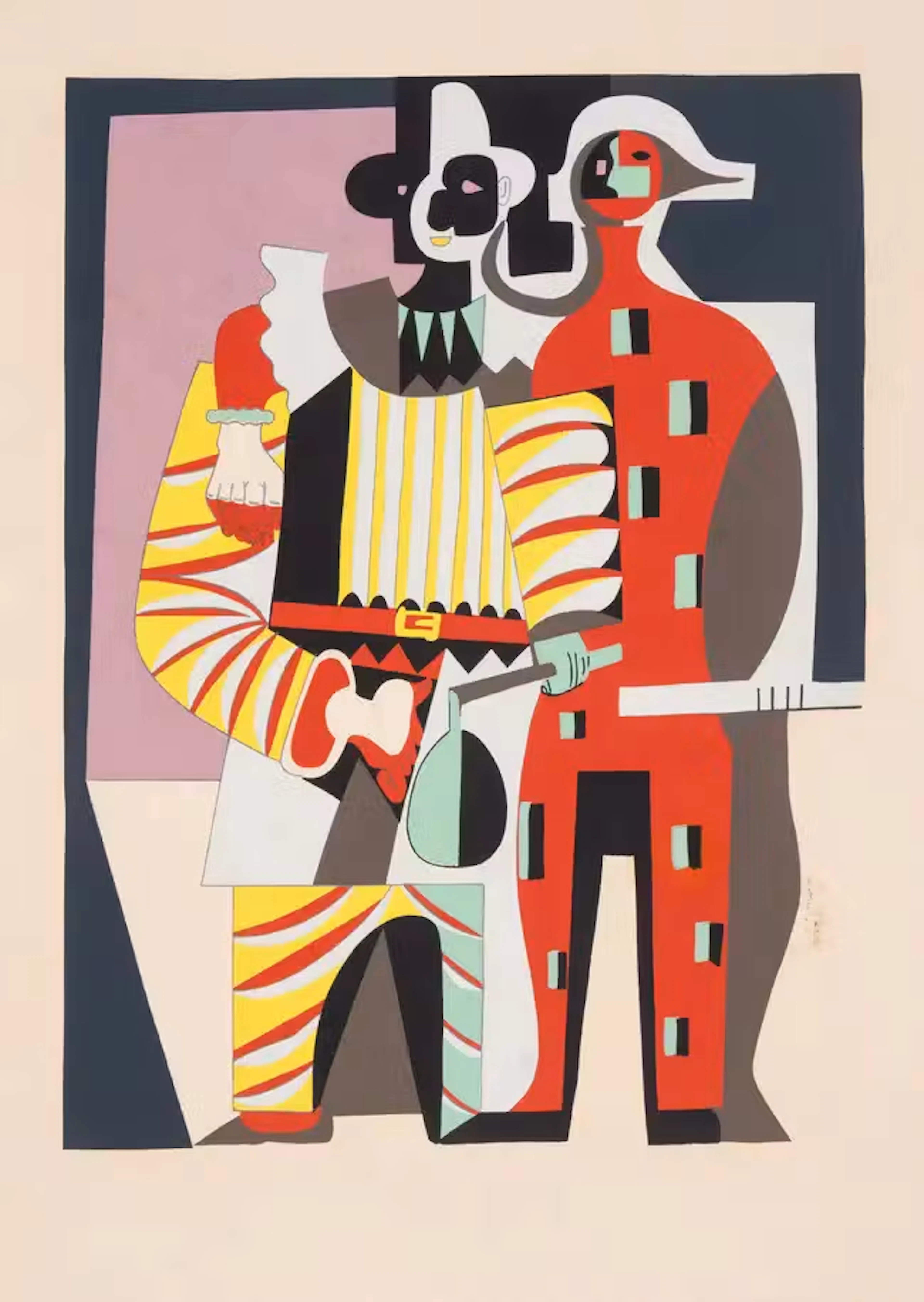 Pablo Picasso (1881-1973) after. Pierrot et Arléquin, from Dix Pochoirs