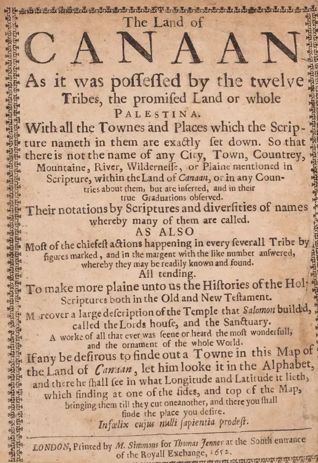 Levant.- [Lancton (Thomas)] The Land of Canaan as it was possessed
