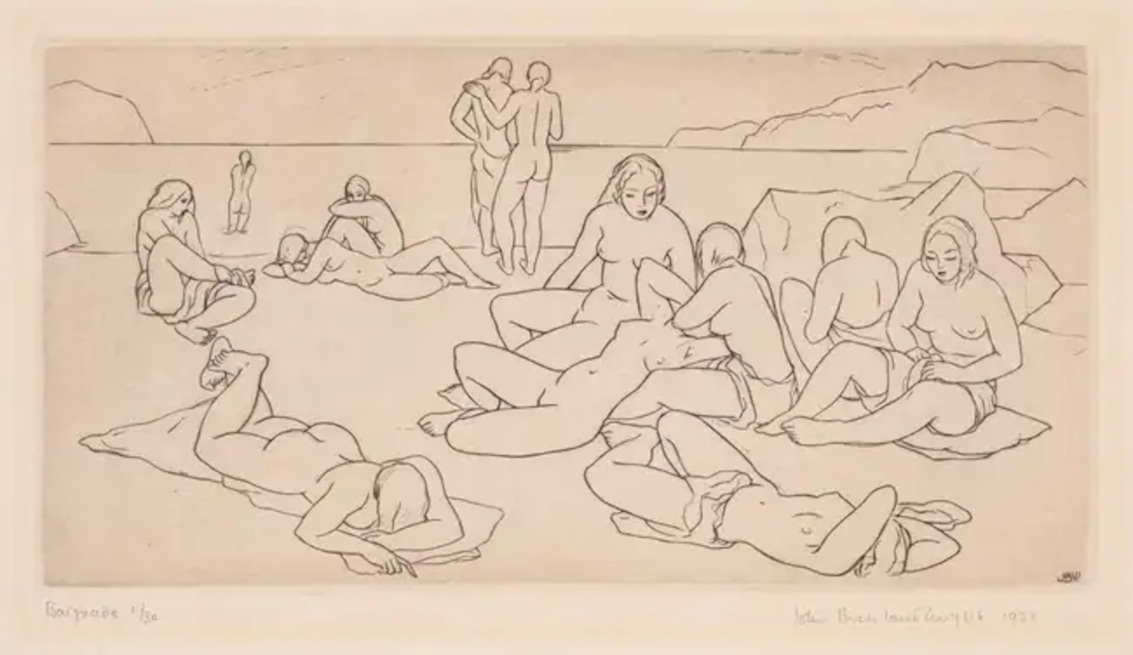 Buckland Wright (John) Baignade (Bathers), drypoint, 1933; and 3 others (4)